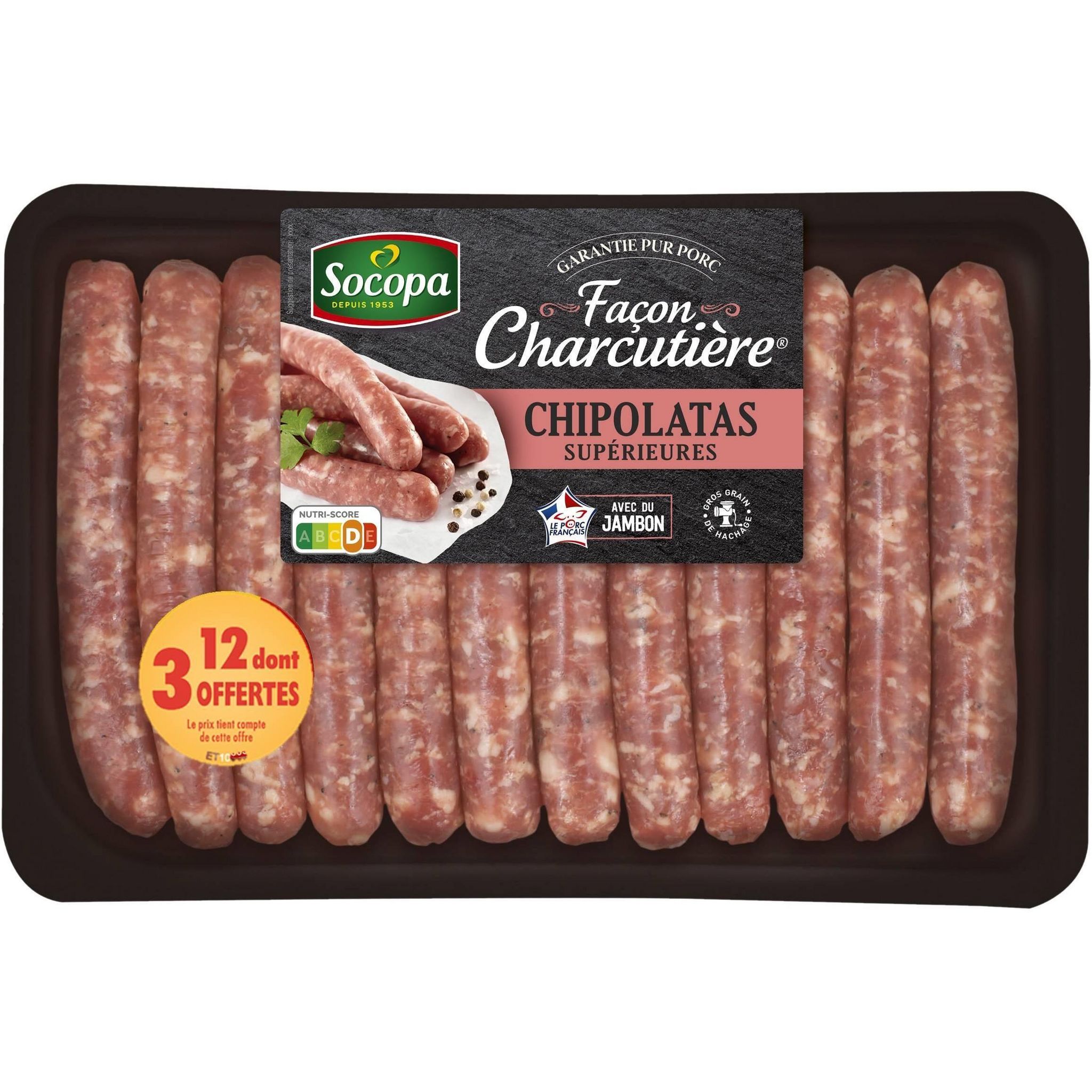 SOCOPA Façon charcutière chipolatas supérieures 12 pièces 660g pas cher ...