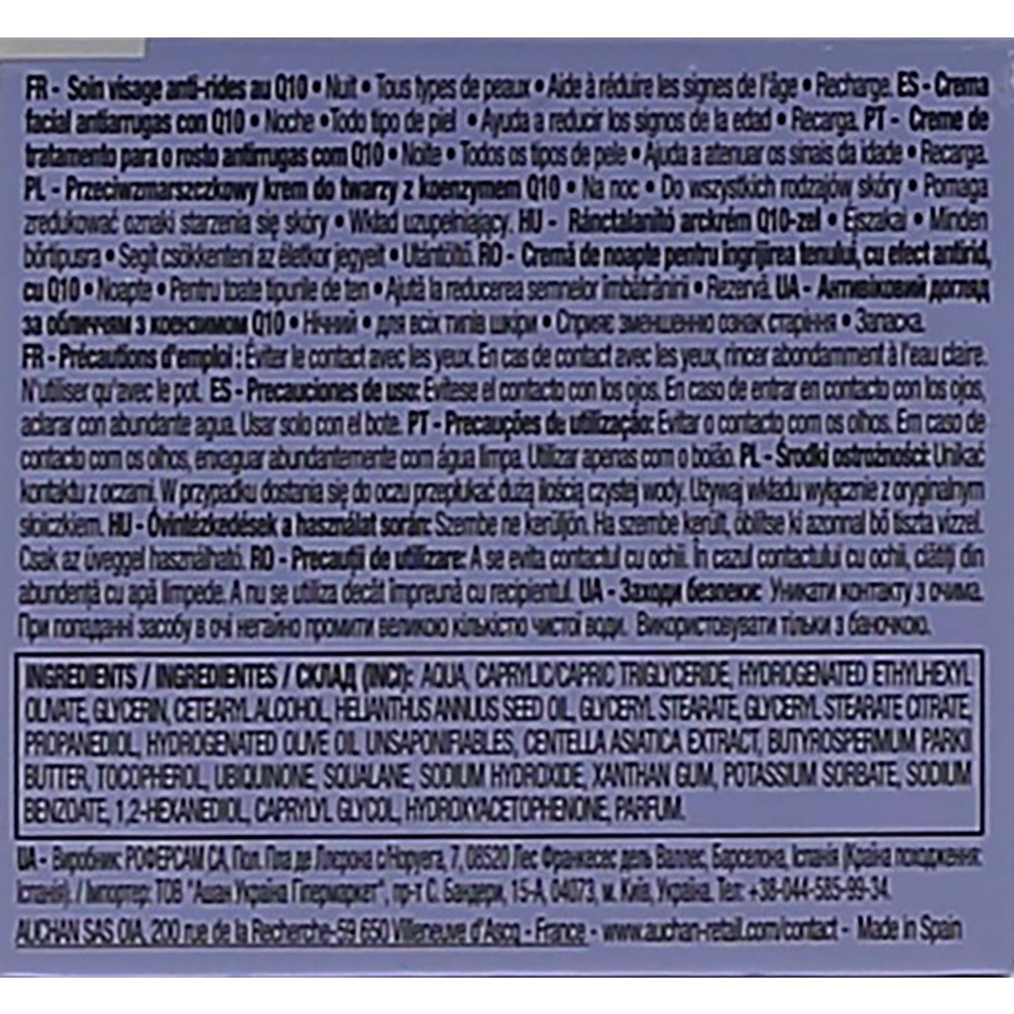 Voir la diapositive 2 : COSMIA Q10 Recharge crème de nuit visage anti-rides tous types de peaux 50ml