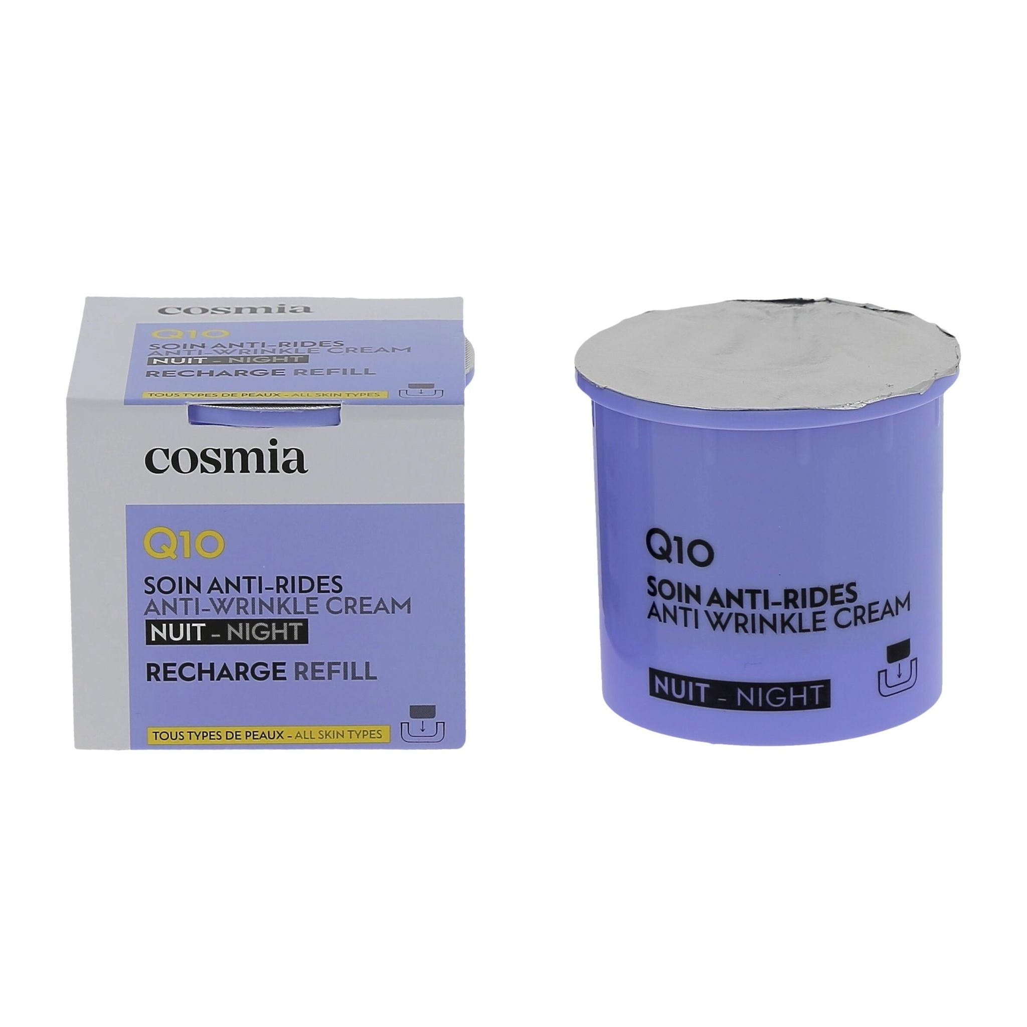 Voir la diapositive 4 : COSMIA Q10 Recharge crème de nuit visage anti-rides tous types de peaux 50ml