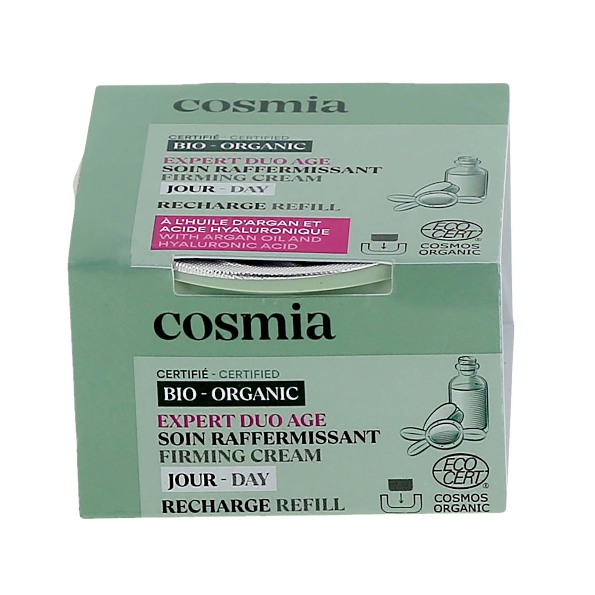 Voir la diapositive 2 : COSMIA BIO Expert duo âge Recharge crème de jour raffermissante bio à l'huile d'argan et acide hyaluronique 50ml
