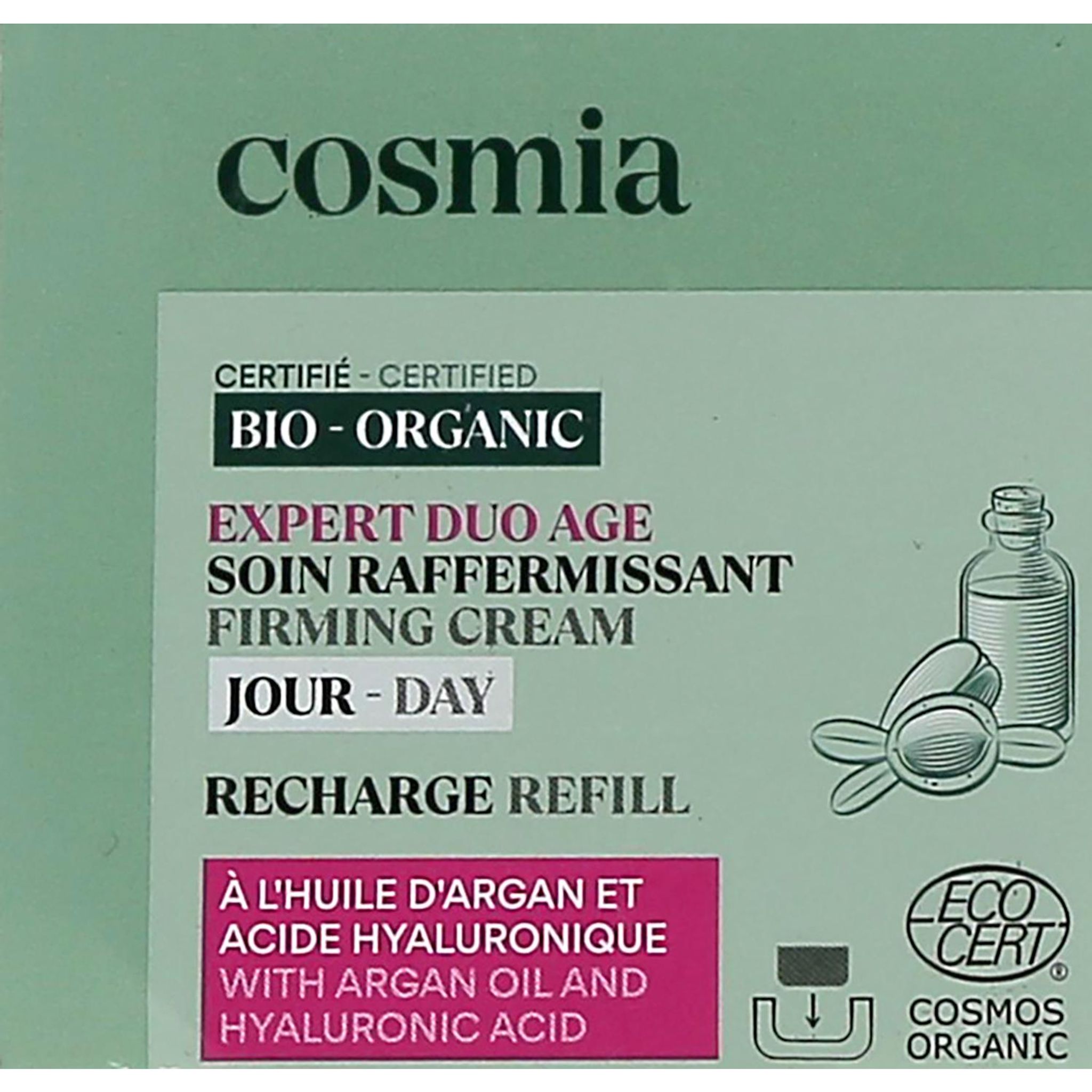 Voir la diapositive 3 : COSMIA BIO Expert duo âge Recharge crème de jour raffermissante bio à l'huile d'argan et acide hyaluronique 50ml