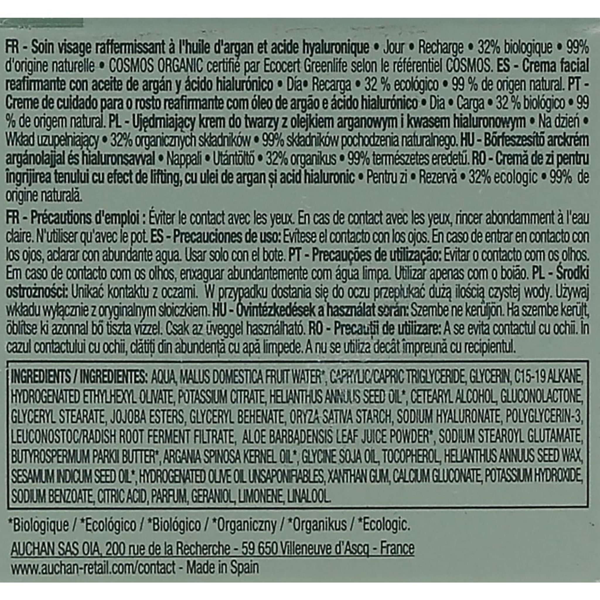 Voir la diapositive 5 : COSMIA BIO Expert duo âge Recharge crème de jour raffermissante bio à l'huile d'argan et acide hyaluronique 50ml