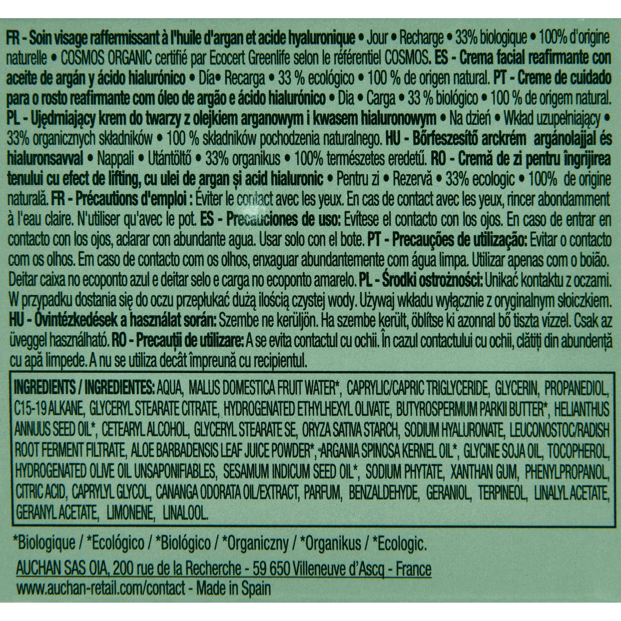 Voir la diapositive 7 : COSMIA BIO Expert duo âge Recharge crème de jour raffermissante bio à l'huile d'argan et acide hyaluronique 50ml