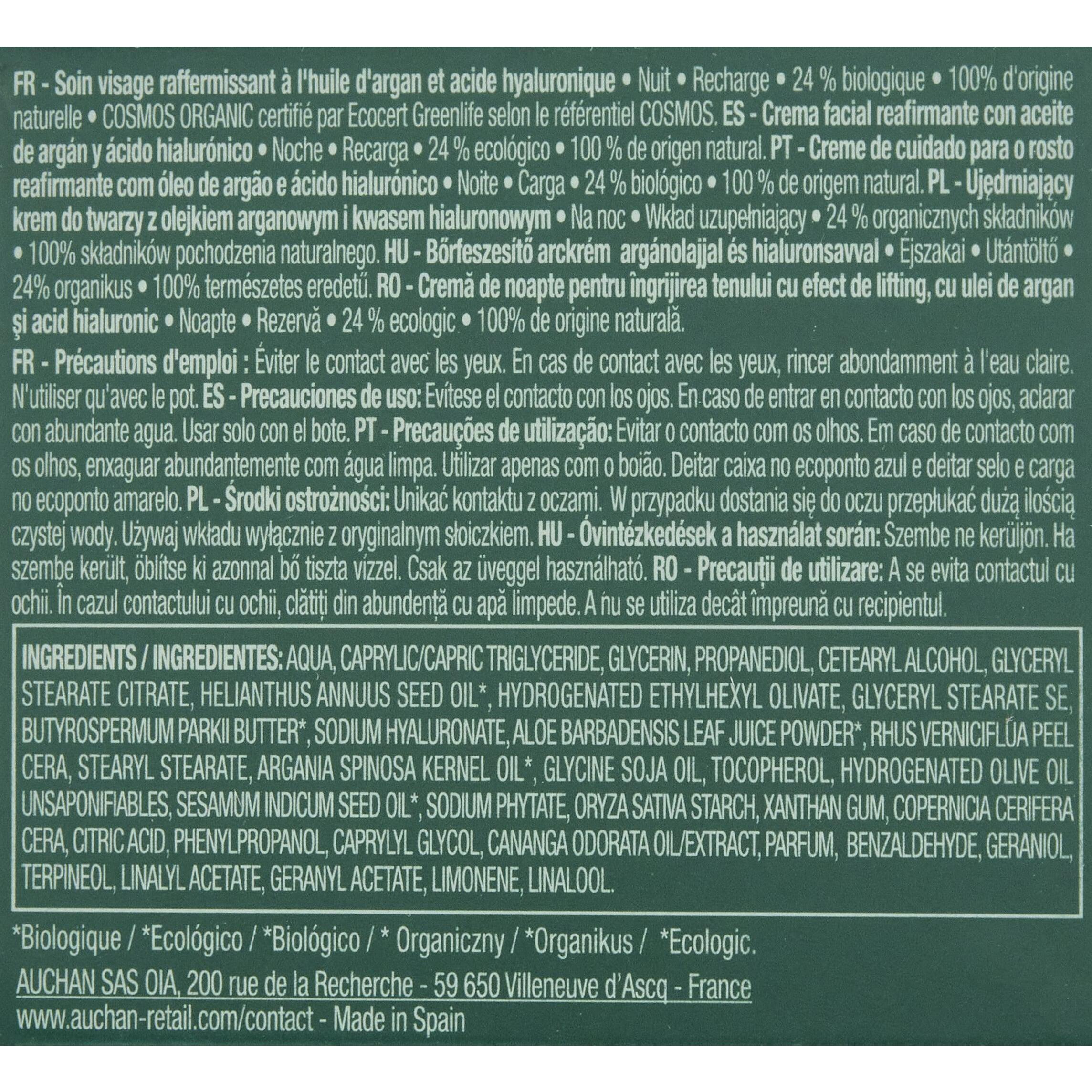 Voir la diapositive 2 : COSMIA BIO Expert Duo Age Recharge crème de nuit raffermissante huile d'argan et acide hyaluronique 50ml