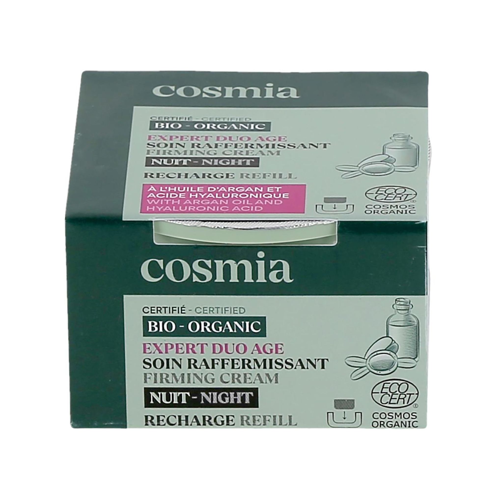 Voir la diapositive 5 : COSMIA BIO Expert duo âge Recharge crème de nuit raffermissante bio à l'huile d'argan et acide hyaluronique 50ml