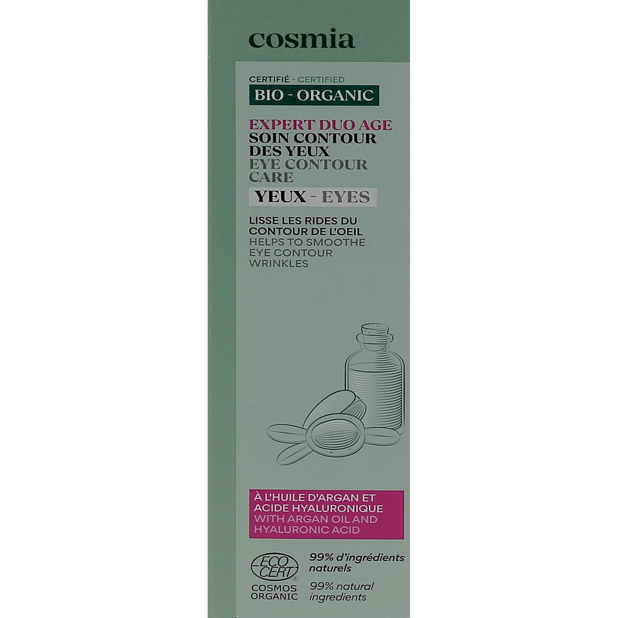 Voir la diapositive 3 : COSMIA BIO Expert Duo Age Soin contour des yeux huile d'argan et acide hyaluronique 15ml