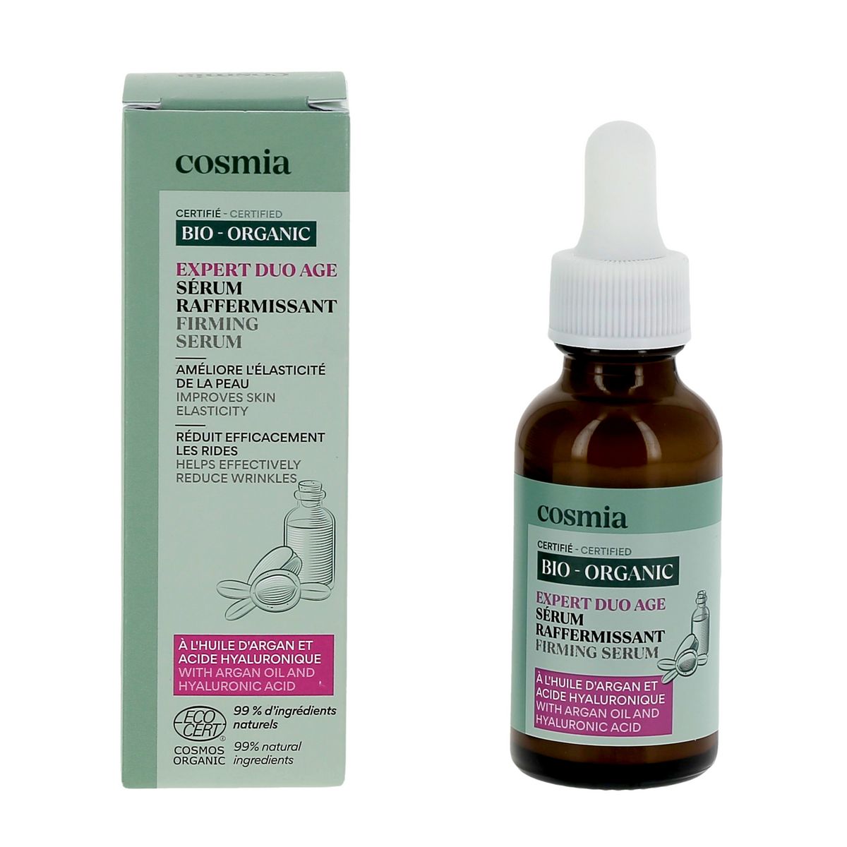 COSMIA BIO Expert duo âge Sérum raffermissant bio à l'huile d'argan et acide hyaluronique 30ml