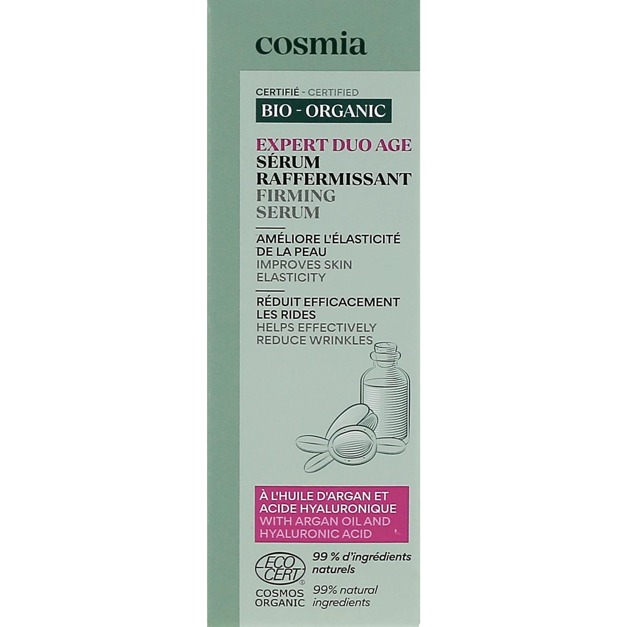 Voir la diapositive 3 : COSMIA BIO Expert duo âge Sérum raffermissant bio à l'huile d'argan et acide hyaluronique 30ml