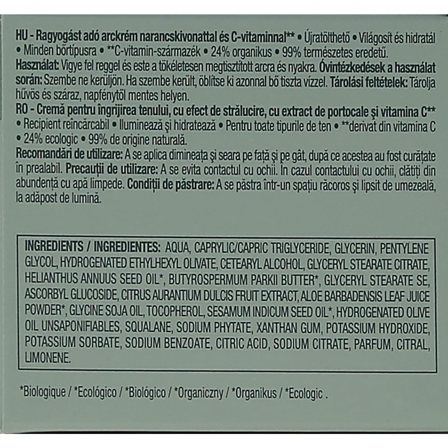 Voir la diapositive 3 : COSMIA BIO Glow Crème visage bio à l'extrait d'orange et vitamine C Pot rechargeable  50ml