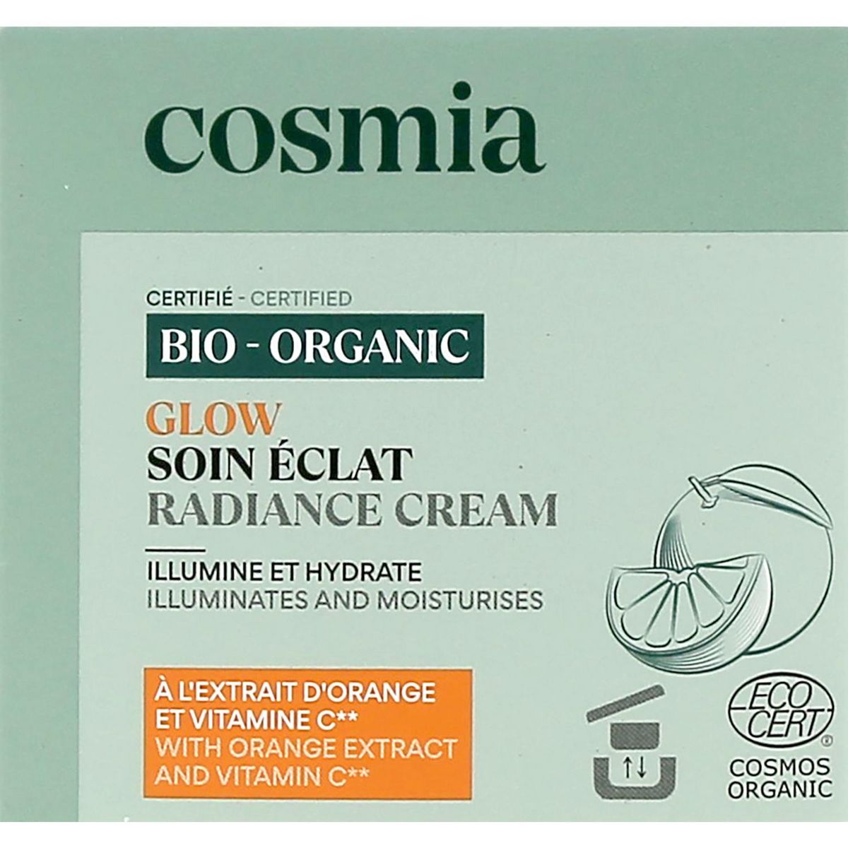 COSMIA BIO Glow Crème visage bio à l'extrait d'orange et vitamine C Pot rechargeable  50ml