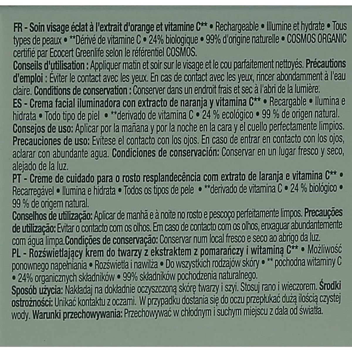 COSMIA BIO Glow Crème visage bio à l'extrait d'orange et vitamine C Pot rechargeable  50ml