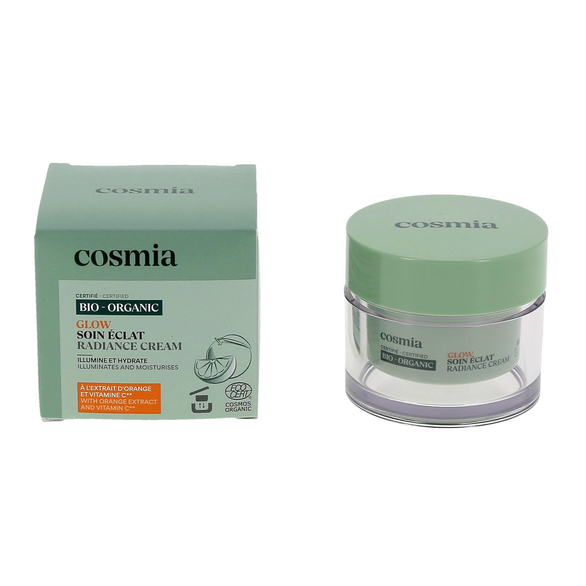 Voir la diapositive 4 : COSMIA BIO Glow Crème visage bio à l'extrait d'orange et vitamine C Pot rechargeable  50ml
