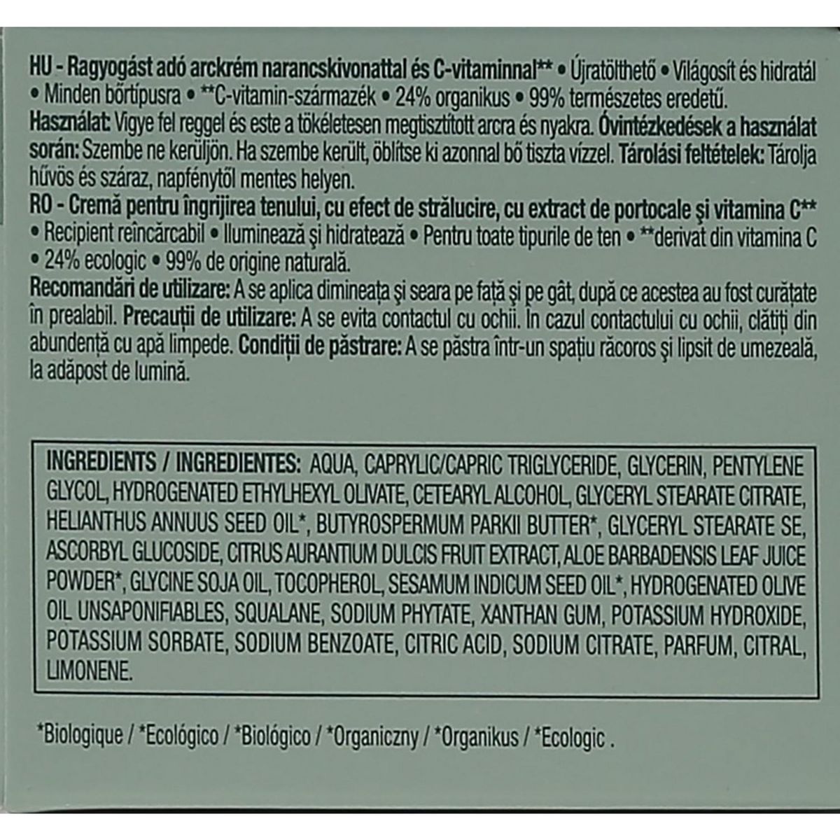 COSMIA BIO Glow Crème visage bio à l'extrait d'orange et vitamine C Pot rechargeable  50ml
