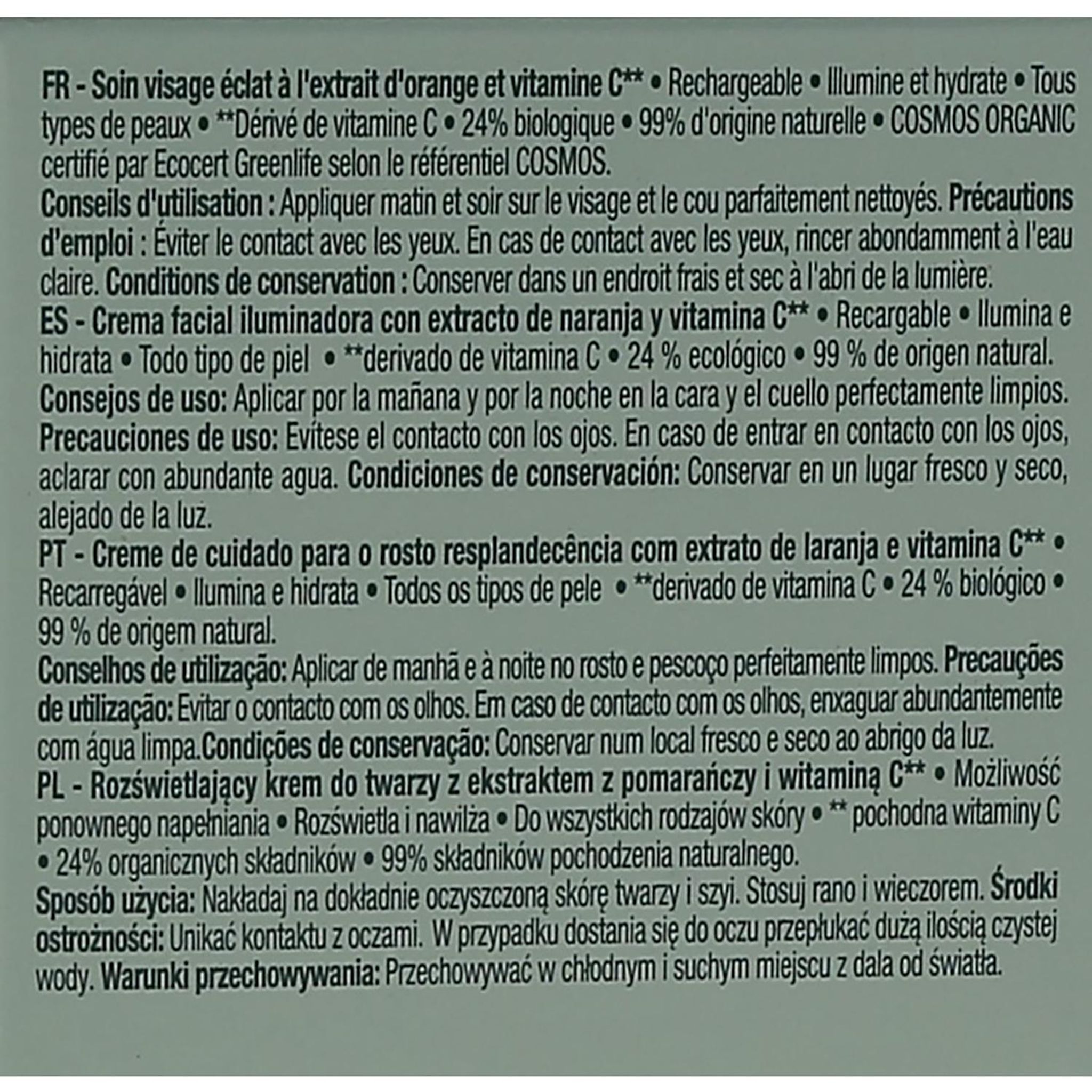 Voir la diapositive 6 : COSMIA BIO Glow Crème visage bio à l'extrait d'orange et vitamine C Pot rechargeable  50ml