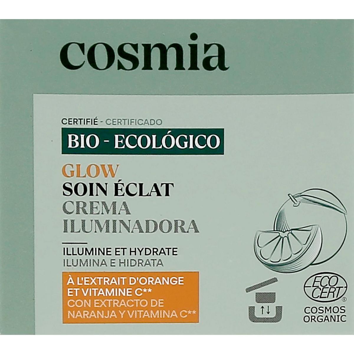 COSMIA BIO Glow Crème visage bio à l'extrait d'orange et vitamine C Pot rechargeable  50ml