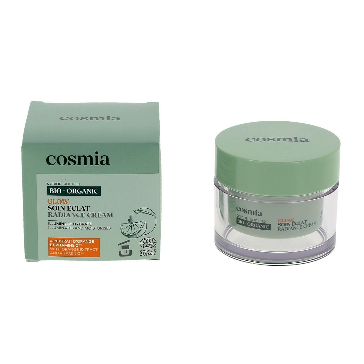 COSMIA BIO Glow Crème visage bio à l'extrait d'orange et vitamine C Pot rechargeable  50ml