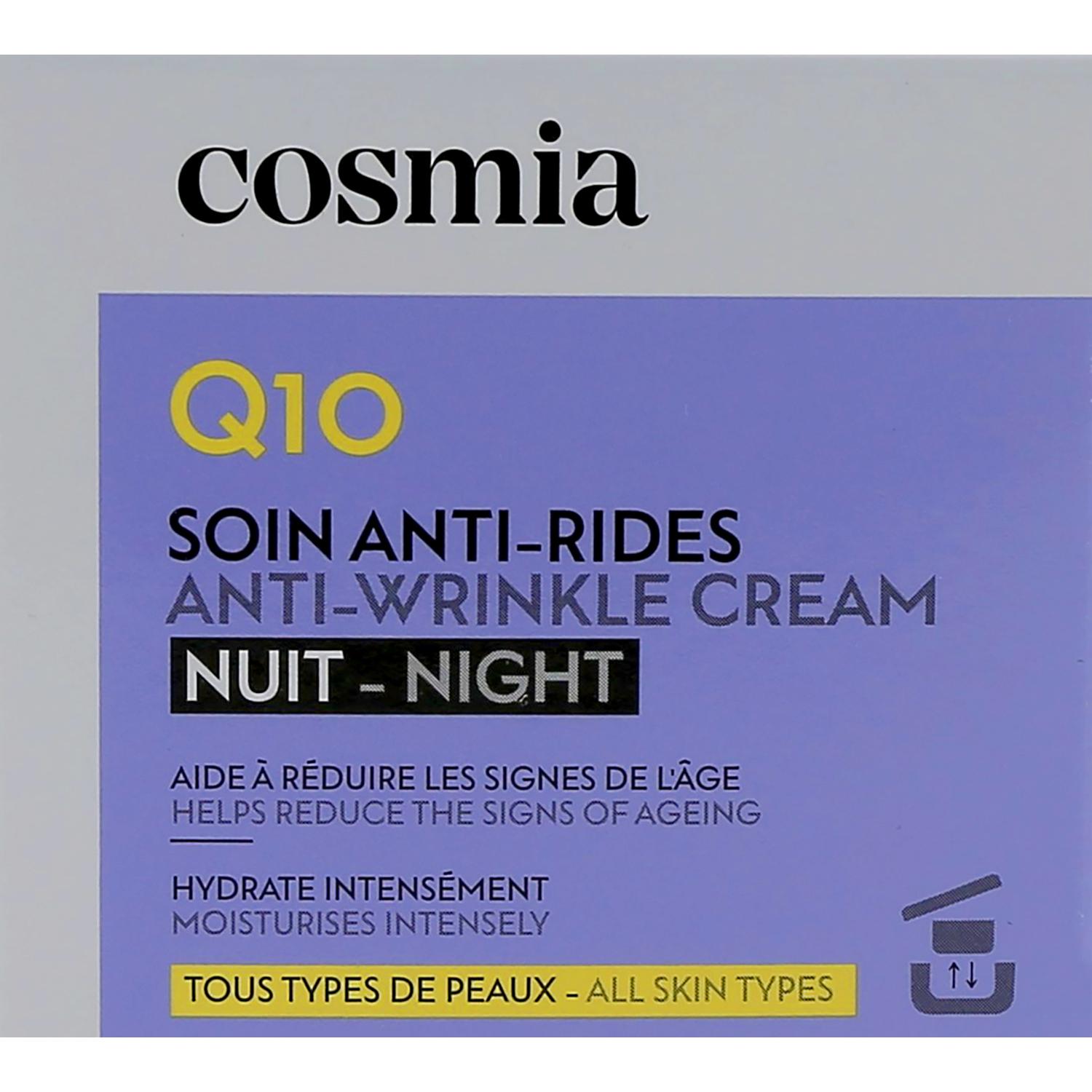 Voir la diapositive 3 : COSMIA Q10 Crème de nuit visage anti-rides tous types de peaux Pot rechargeable 50ml