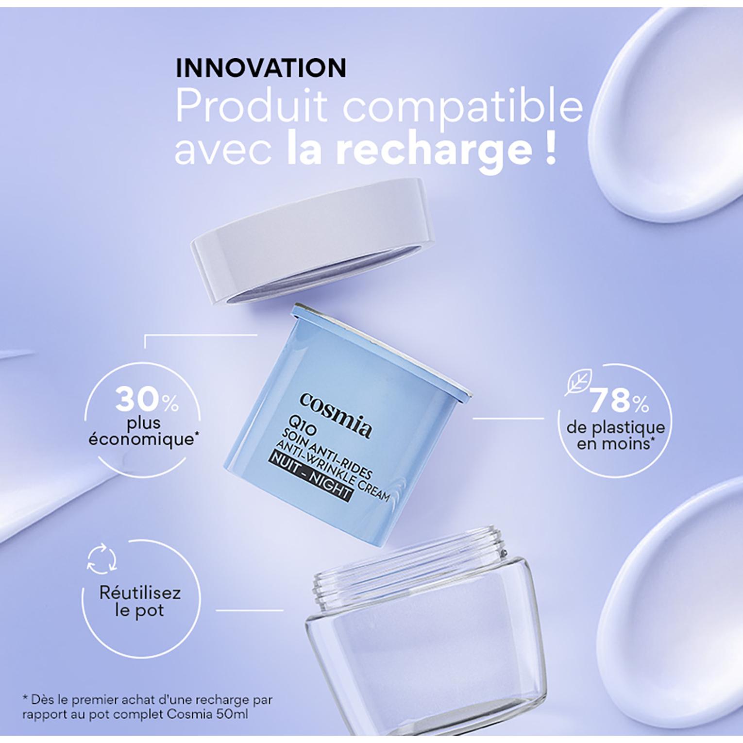 Voir la diapositive 5 : COSMIA Q10 Crème de nuit visage anti-rides tous types de peaux Pot rechargeable 50ml
