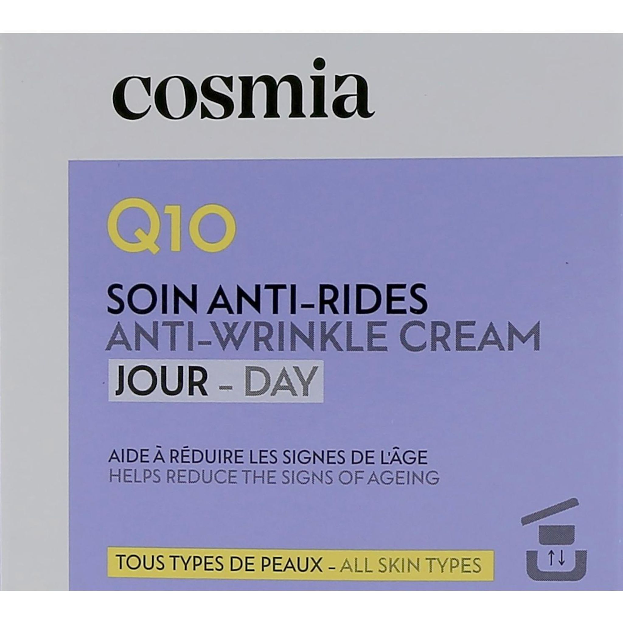 Voir la diapositive 4 : COSMIA Q10 Crème de jour visage anti-rides tous types de peaux Pot rechargeable 50ml