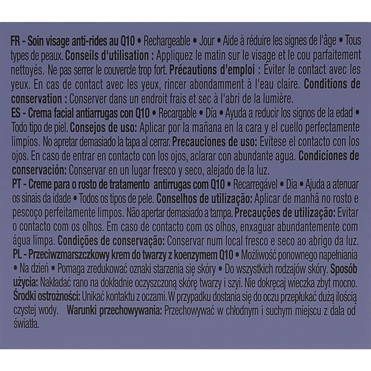 COSMIA Q10 Crème de jour visage anti-rides tous types de peaux Pot rechargeable 50ml