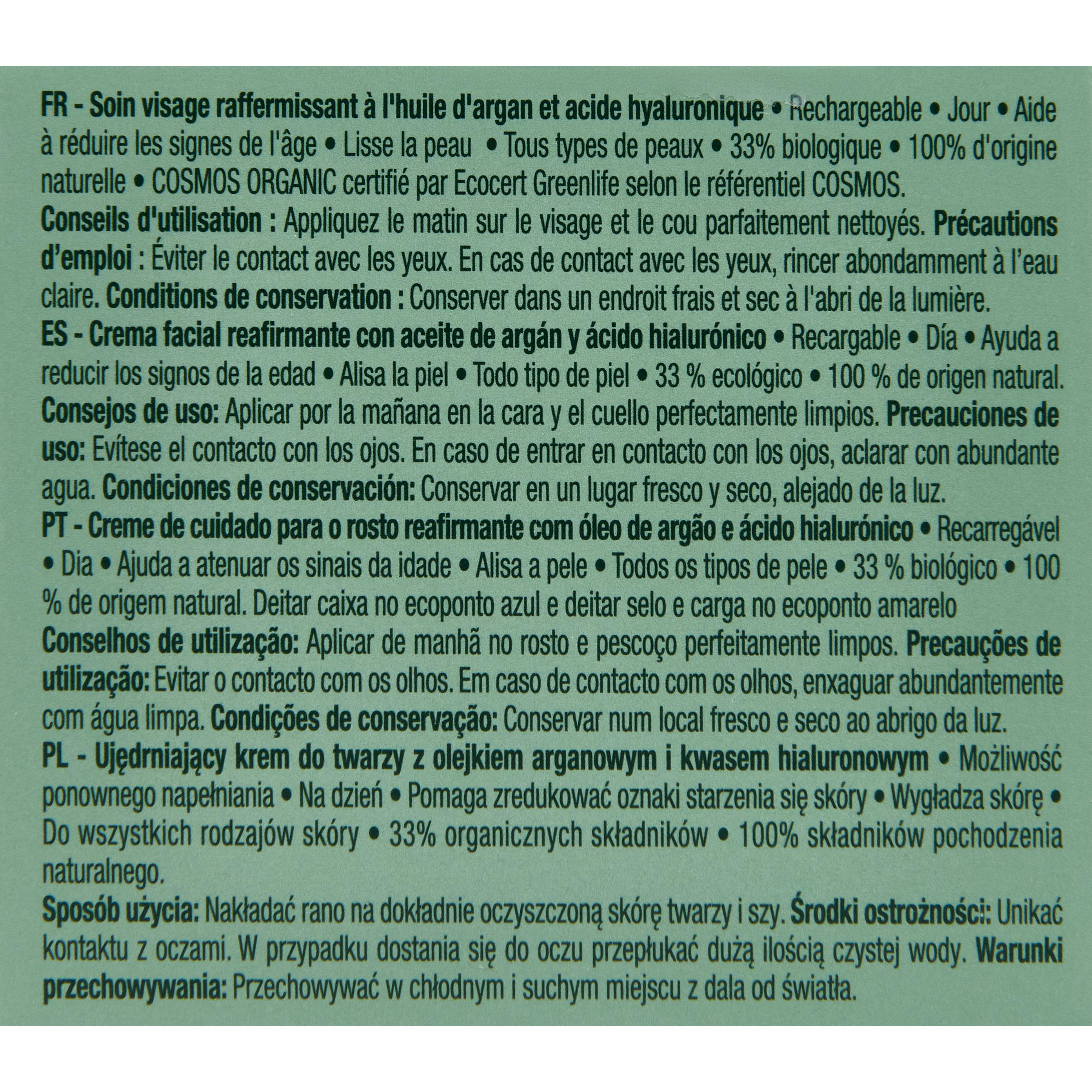Voir la diapositive 2 : COSMIA Expert duo âge Crème de jour raffermissante bio à l'huile d'argan et acide hyaluronique Pot rechargeable 50ml