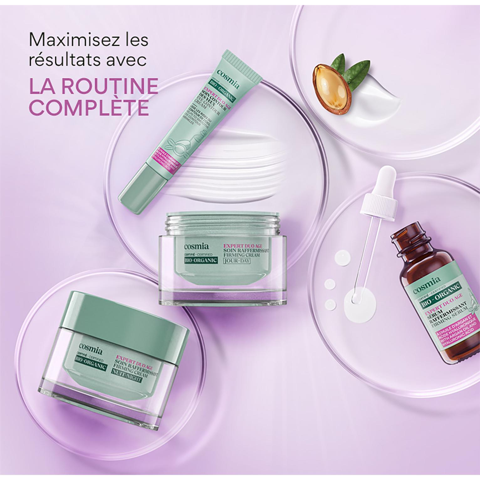 Voir la diapositive 7 : COSMIA Expert duo âge Crème de jour raffermissante bio à l'huile d'argan et acide hyaluronique Pot rechargeable 50ml