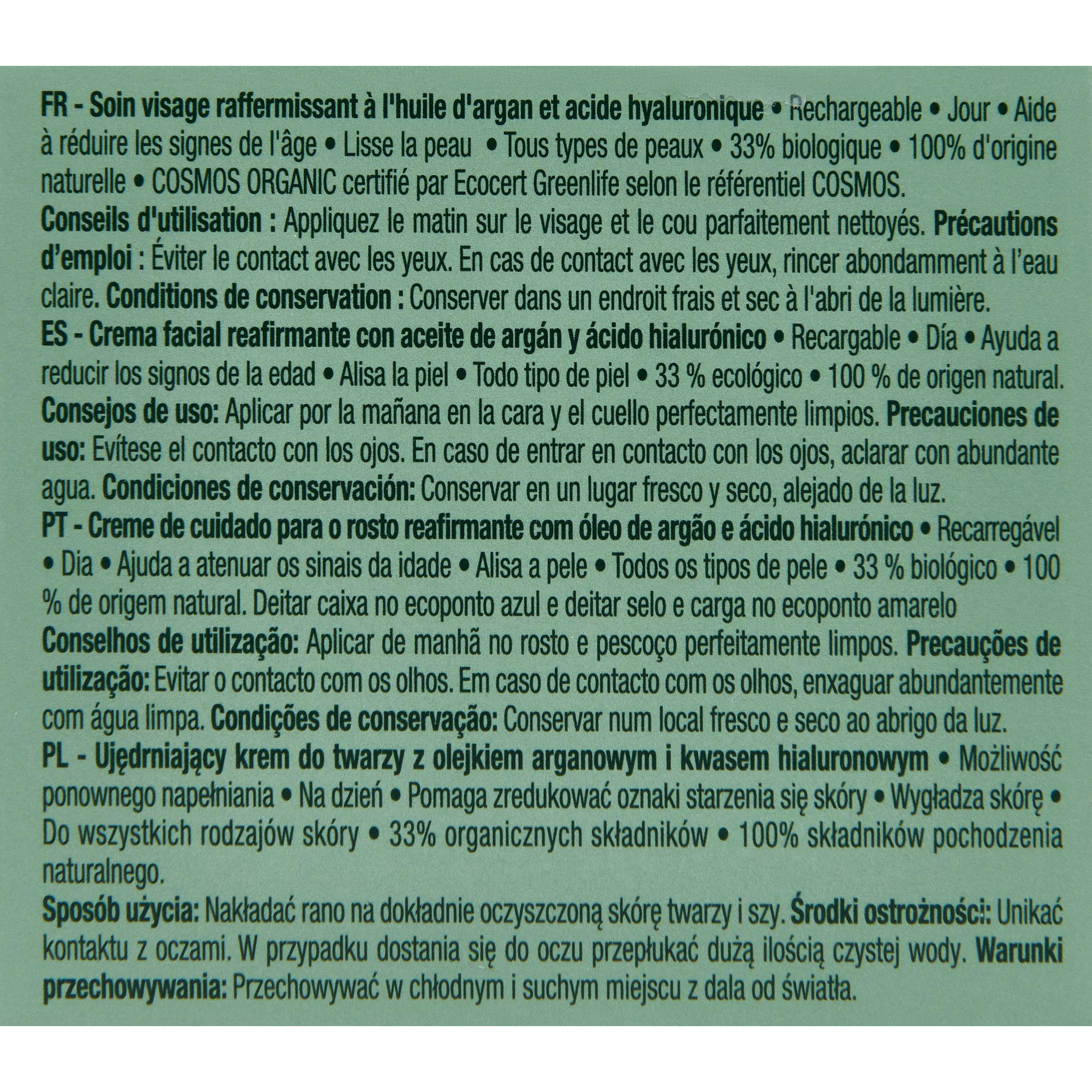 Voir la diapositive 8 : COSMIA Expert duo âge Crème de jour raffermissante bio à l'huile d'argan et acide hyaluronique Pot rechargeable 50ml
