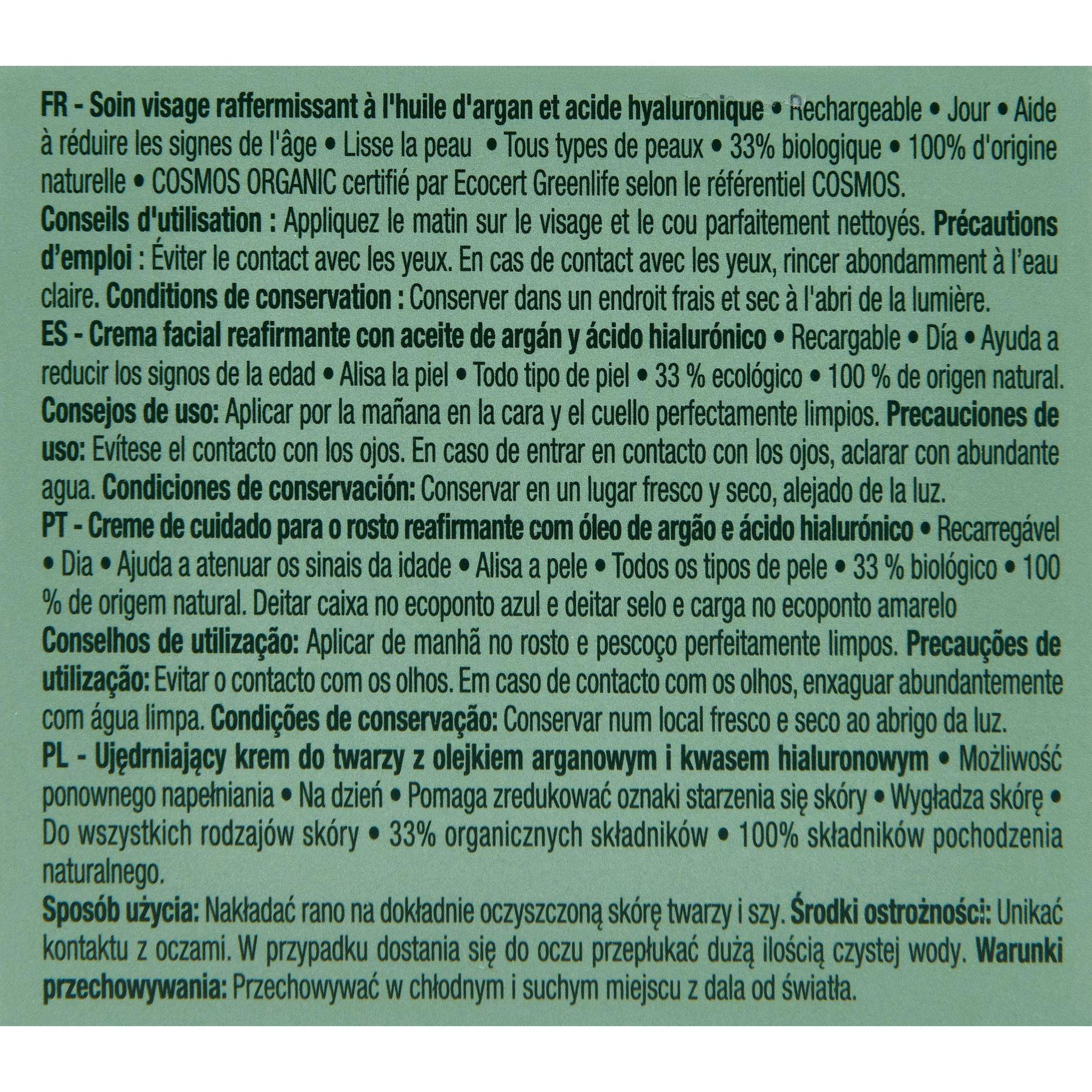 Voir la diapositive 8 : COSMIA Expert duo âge Crème de jour raffermissante bio à l'huile d'argan et acide hyaluronique Pot rechargeable 50ml