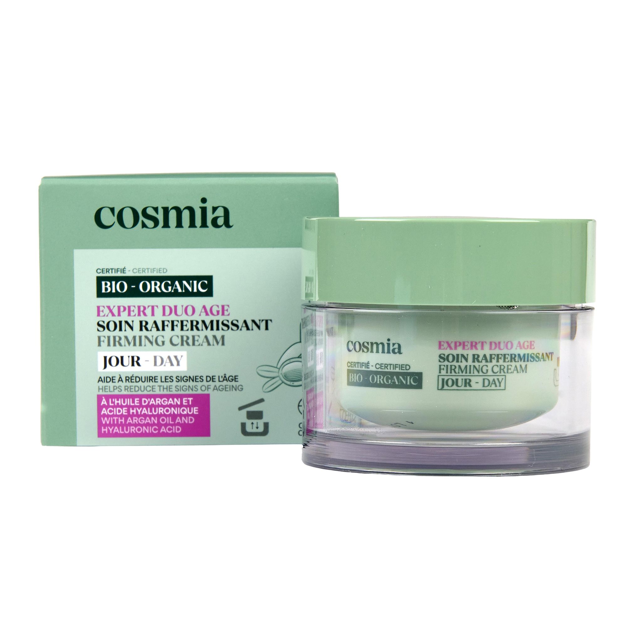 Voir la diapositive 6 : COSMIA Expert duo âge Crème de jour raffermissante bio à l'huile d'argan et acide hyaluronique Pot rechargeable 50ml