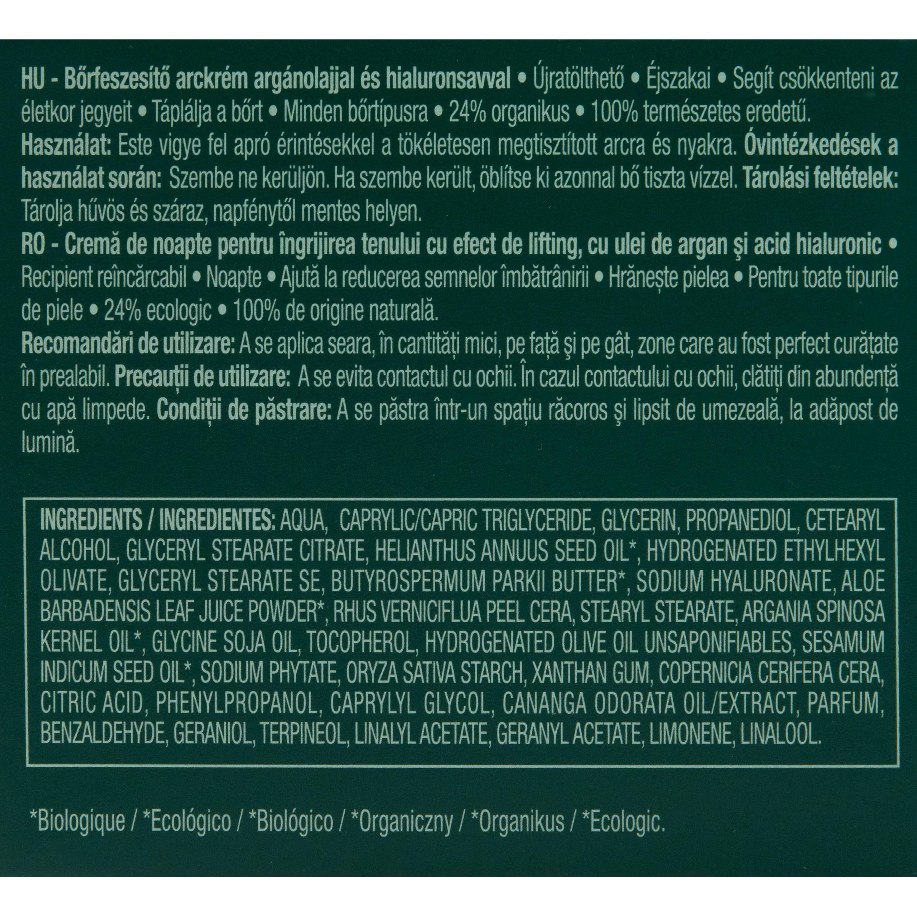 Voir la diapositive 2 : COSMIA BIO Expert duo âge Crème de nuit raffermissante bio à l'huile d'argan et acide hyaluronique Pot rechargeable 50ml
