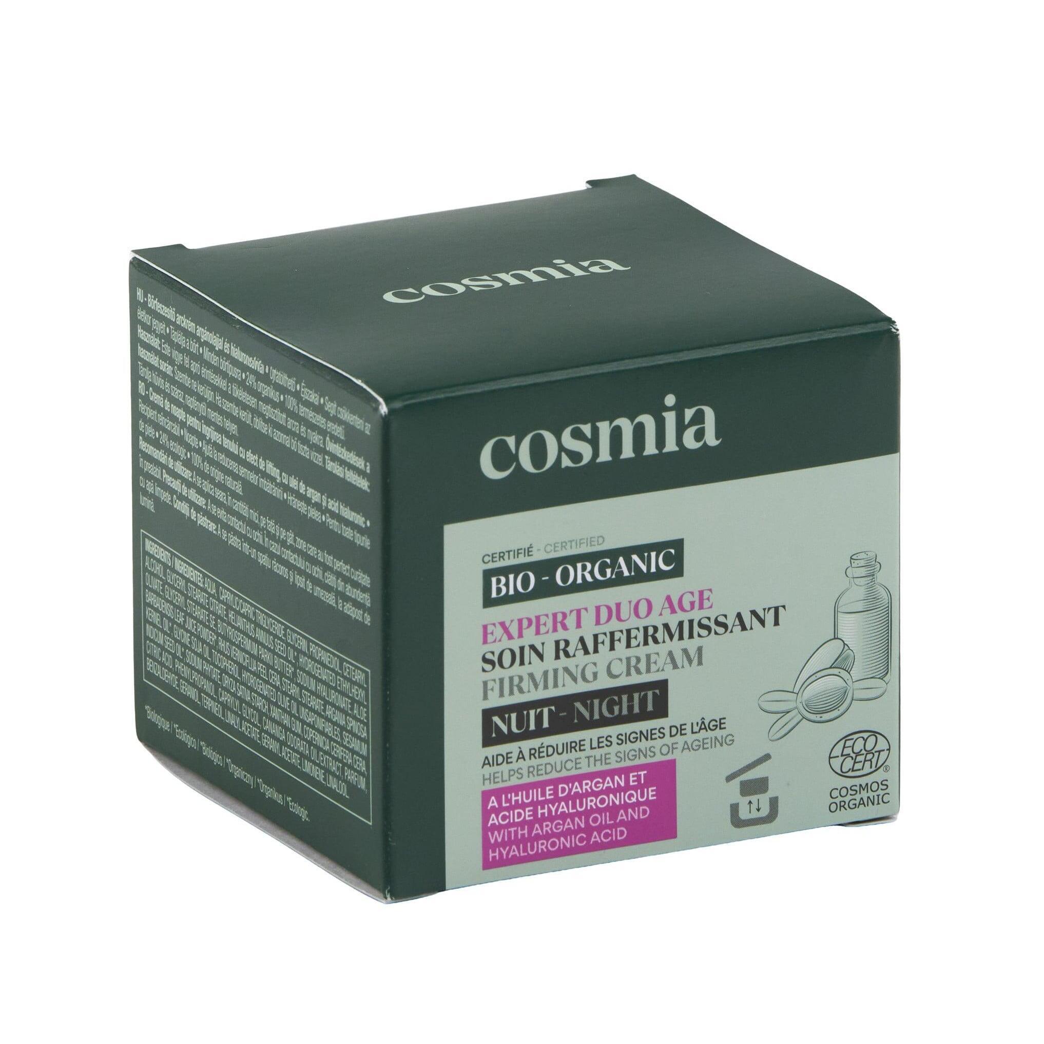 Voir la diapositive 3 : COSMIA BIO Expert duo âge Crème de nuit raffermissante bio à l'huile d'argan et acide hyaluronique Pot rechargeable 50ml
