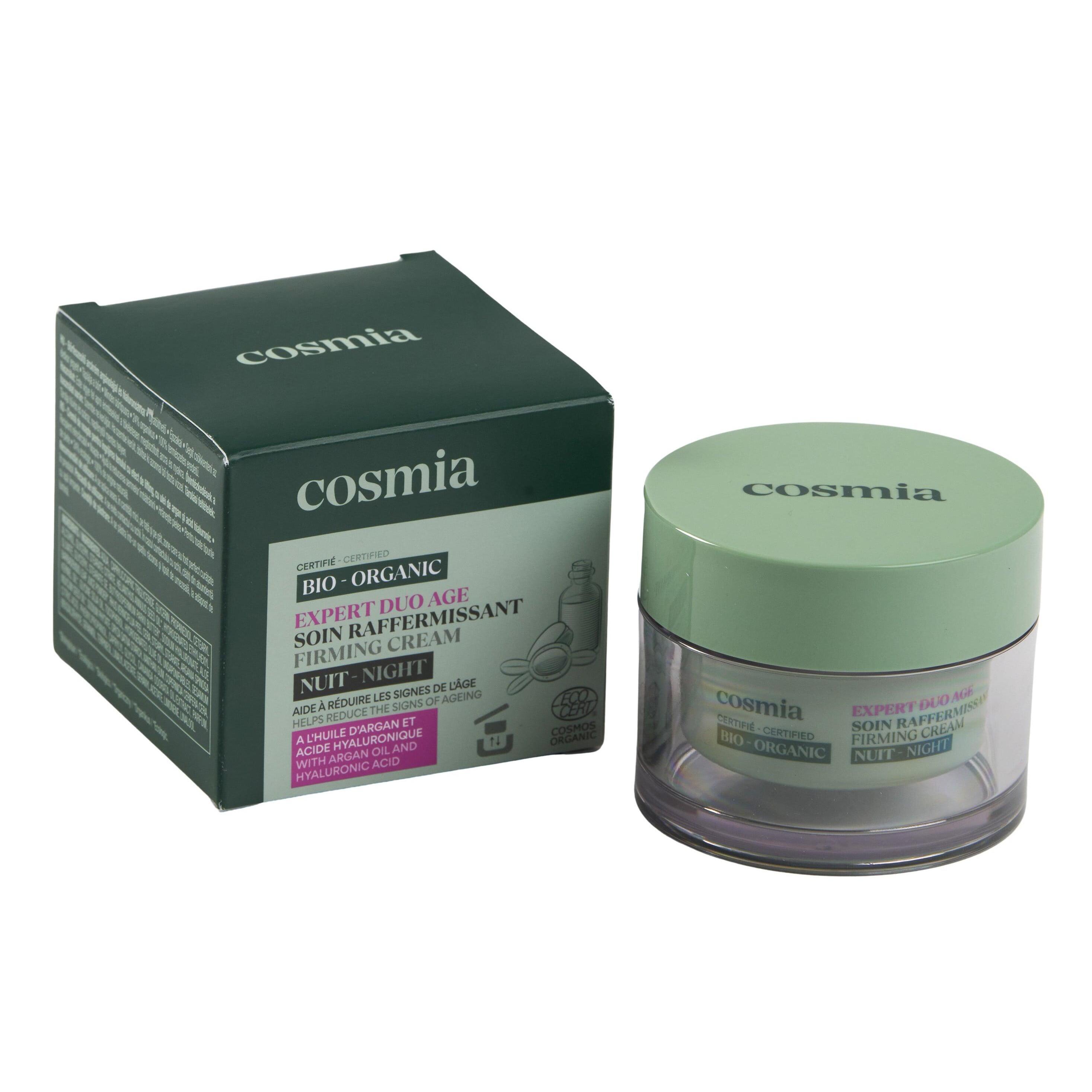 Voir la diapositive 4 : COSMIA BIO Expert duo âge Crème de nuit raffermissante bio à l'huile d'argan et acide hyaluronique Pot rechargeable 50ml
