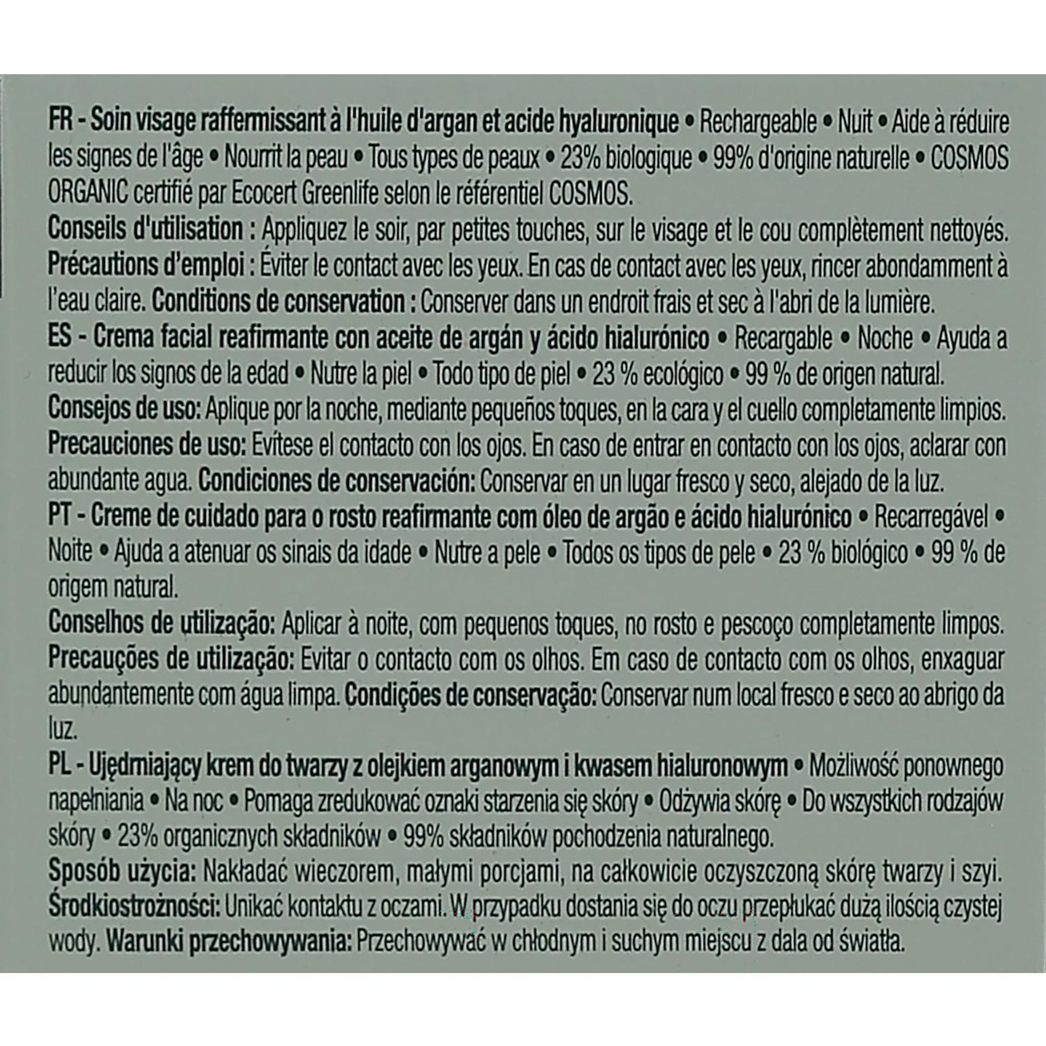 Voir la diapositive 6 : COSMIA BIO Expert duo âge Crème de nuit raffermissante bio à l'huile d'argan et acide hyaluronique Pot rechargeable 50ml