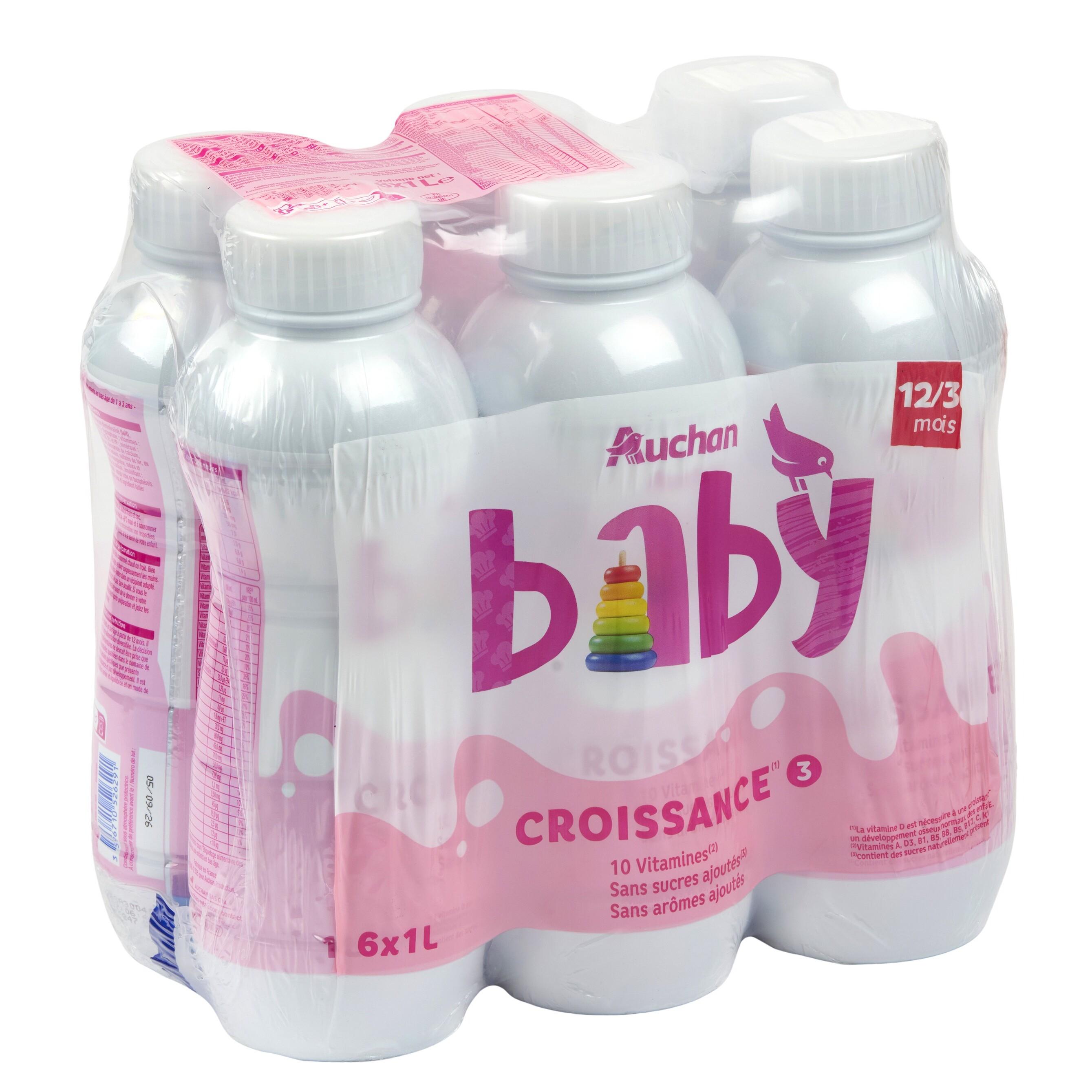Voir la diapositive 2 : AUCHAN BABY Lait de croissance liquide de 10 à 36 mois 6x1l