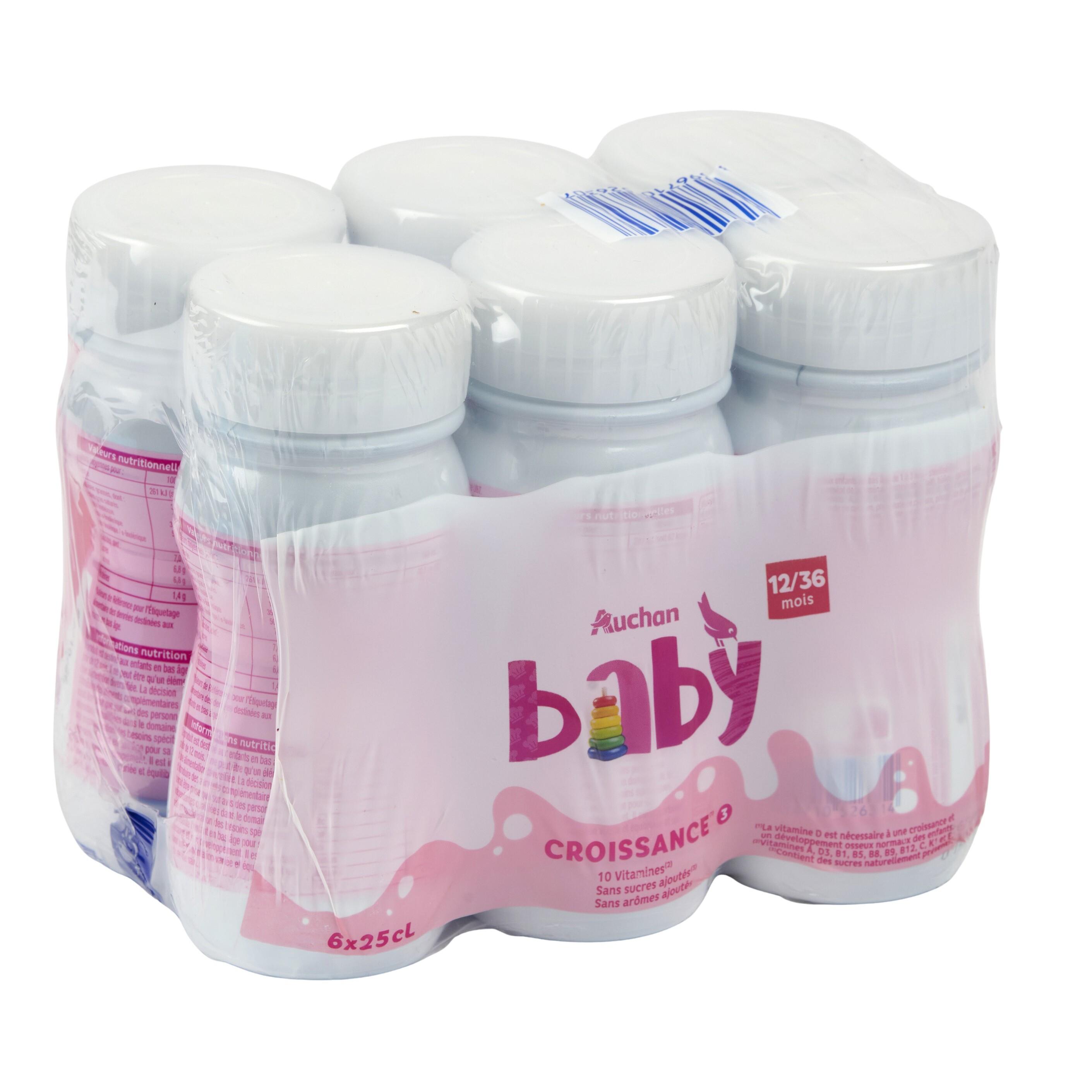 Voir la diapositive 3 : AUCHAN BABY Lait de croissance liquide 3 dès 10 mois à 3 ans 6 x 0.25l
