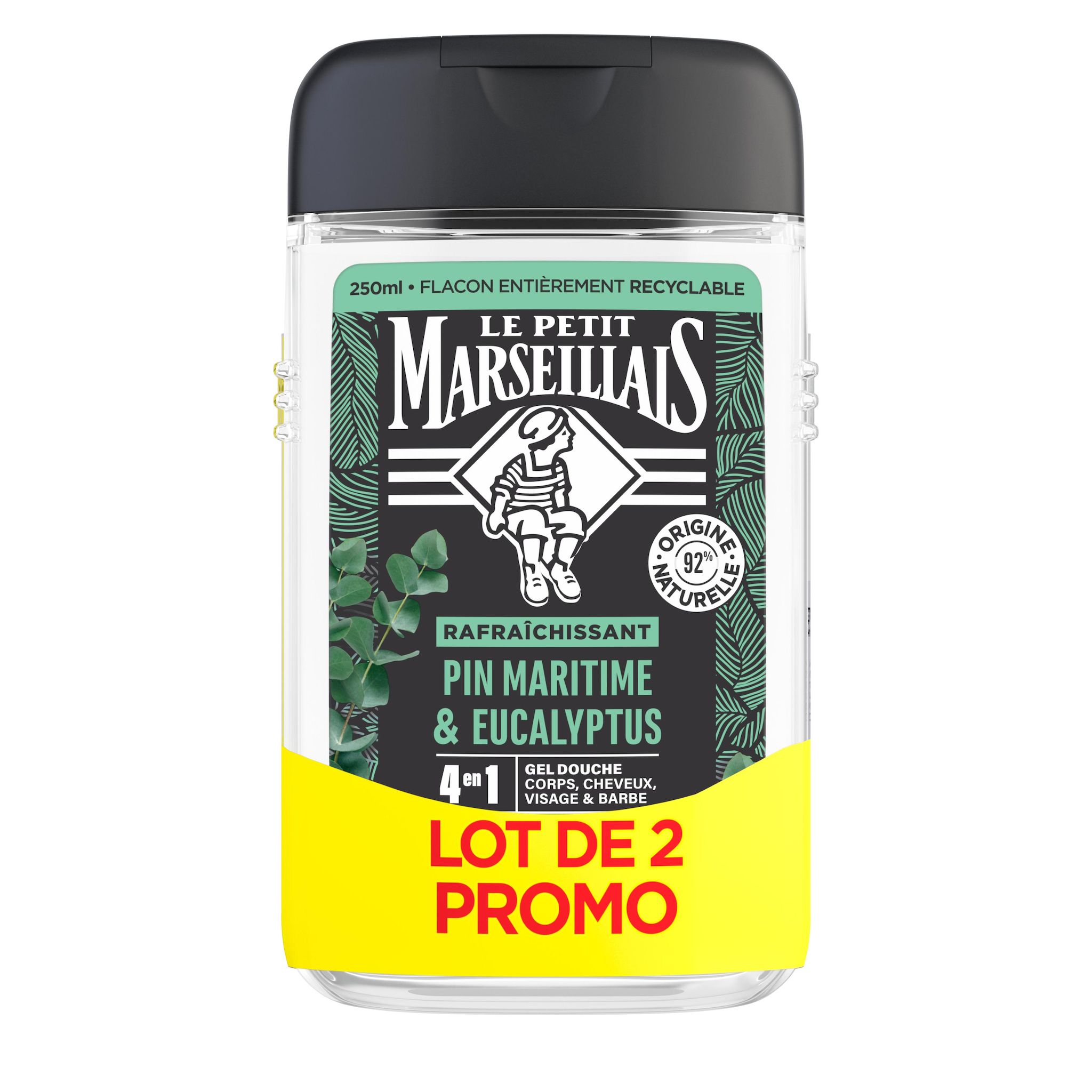 LE PETIT MARSEILLAIS Gel douche 4en1 pin maritime et eucalyptus 2x250ml
