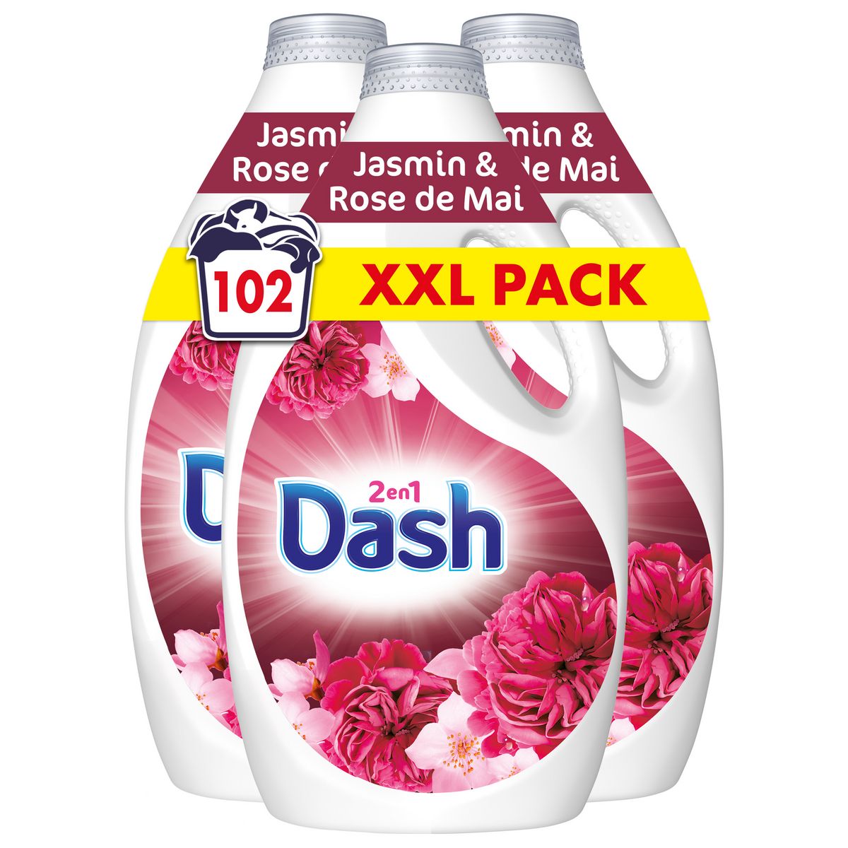 DASH Lessive liquide jasmin et rose de Mai 102 lavages 4,736kg