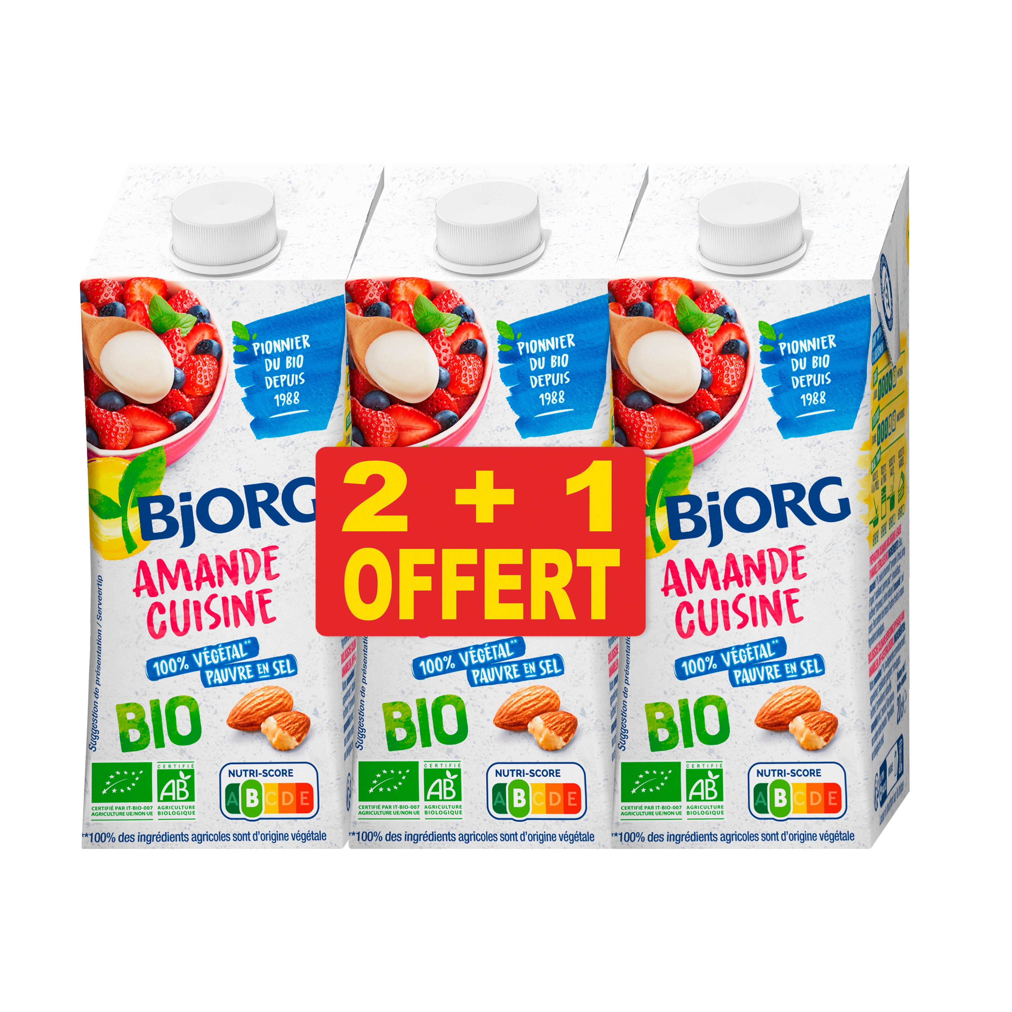 BJORG Lait d'amande cuisine 3x20cl bio 60cl