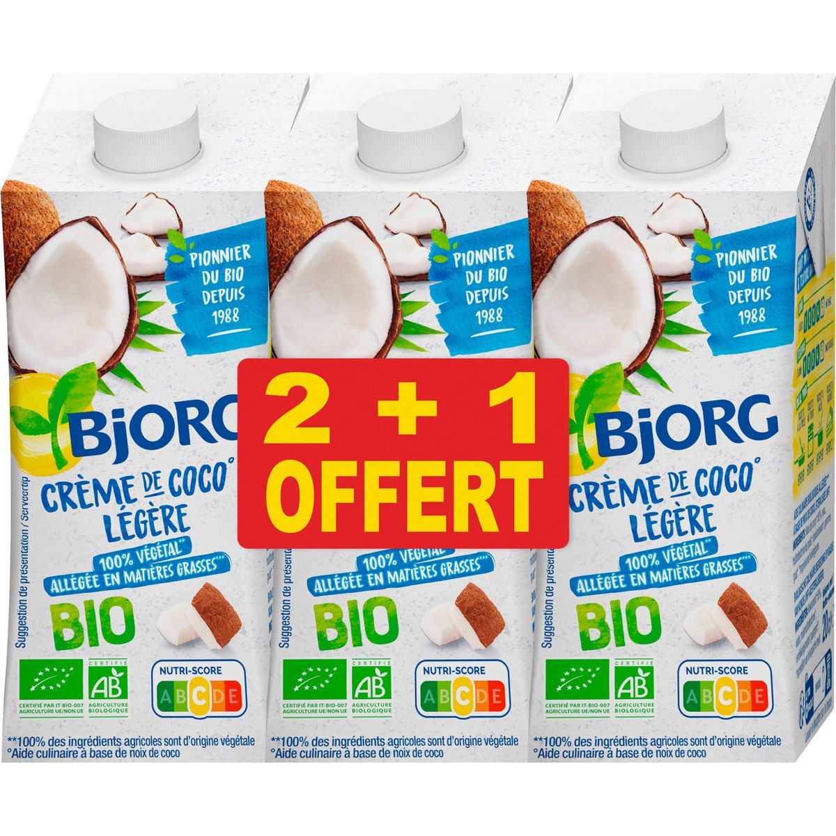 BJORG Crème coco légère 3*20cl bio 600ml
