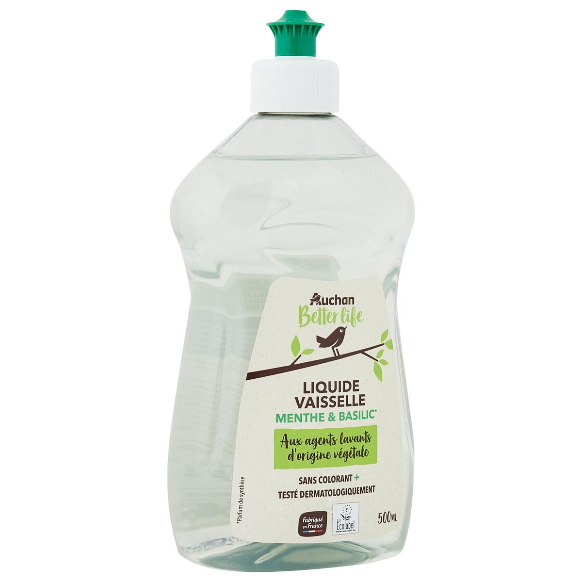 AUCHAN BETTER LIFE Liquide vaisselle menthe basilic 500ml