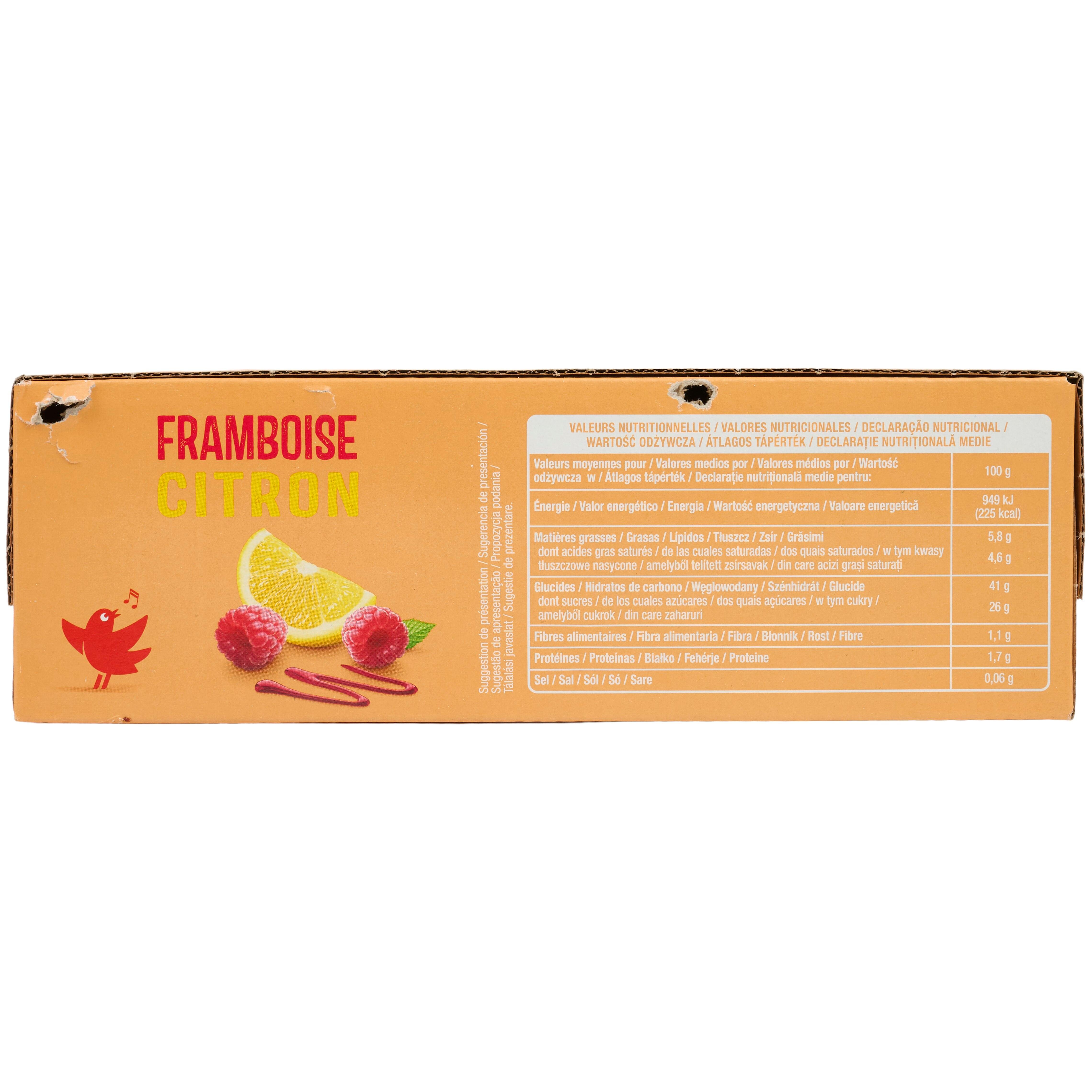 Voir la diapositive 2 : AUCHAN Cônes glacés framboise citron 6 pièces 426g