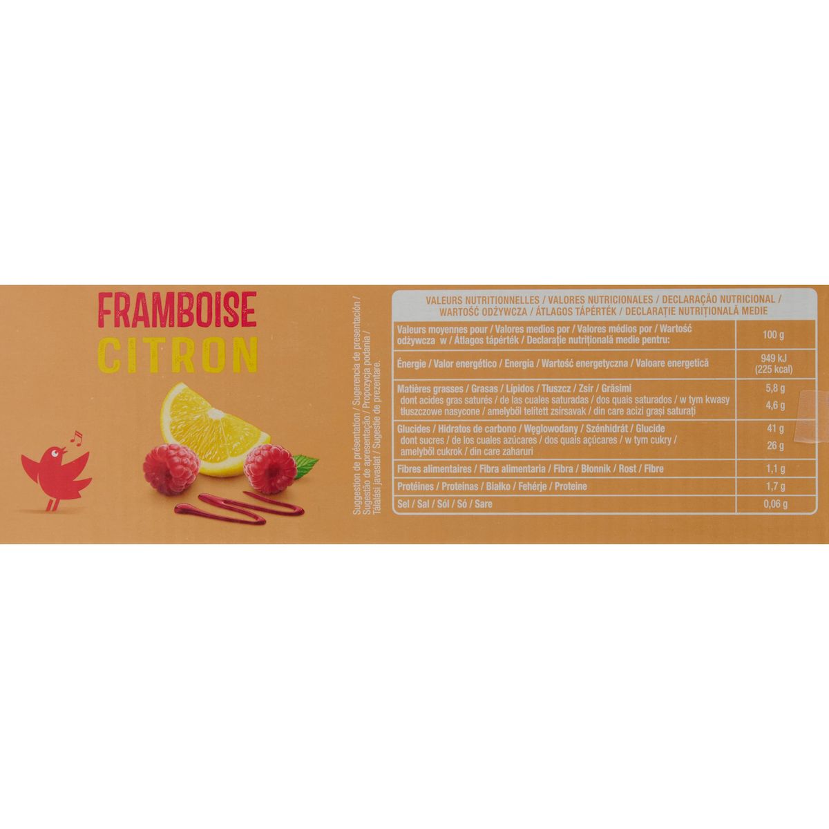 AUCHAN Cônes glacés framboise citron 6 pièces 426g