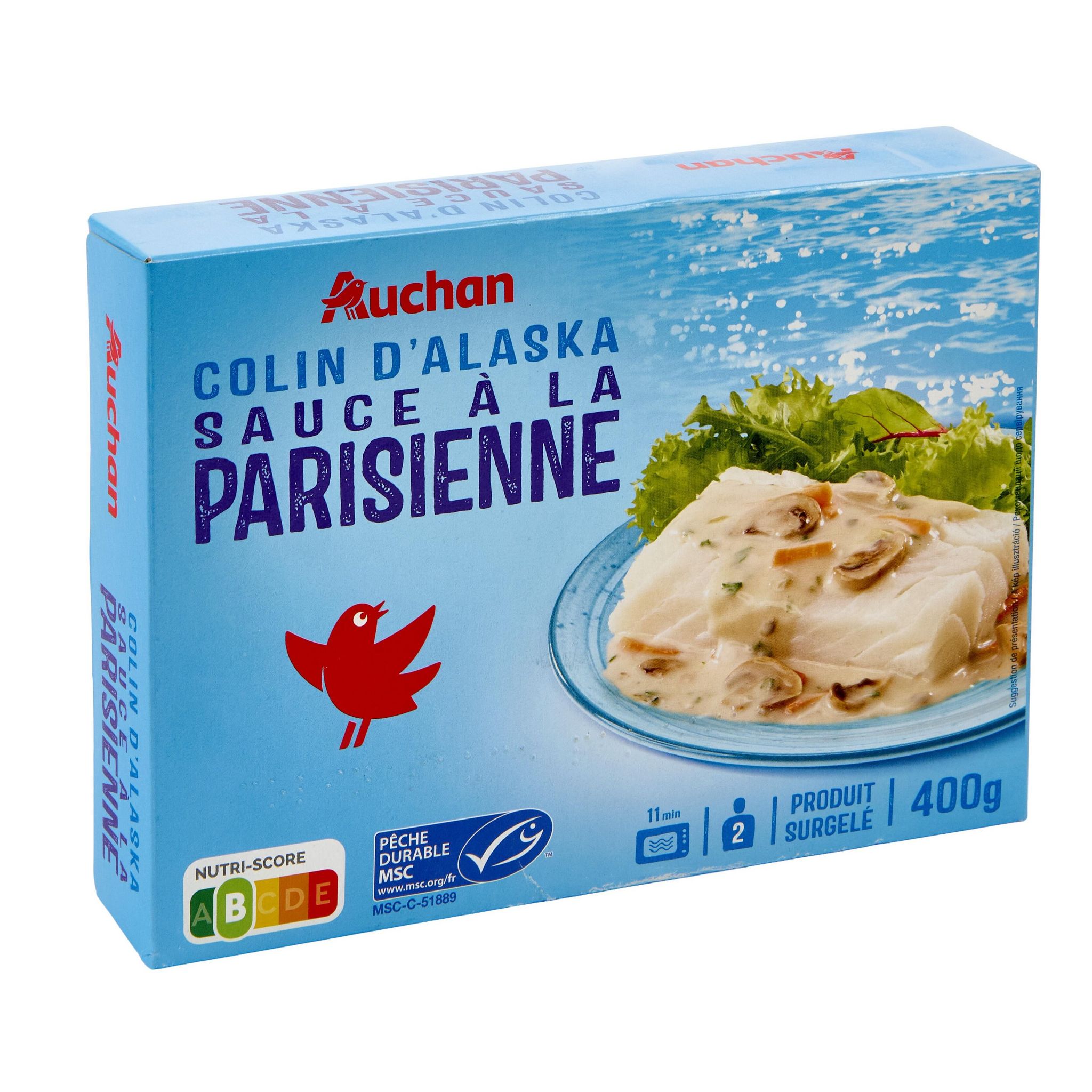 Voir la diapositive 4 : AUCHAN Colin d Alaska sauce a la parisienne 2 portions 400g