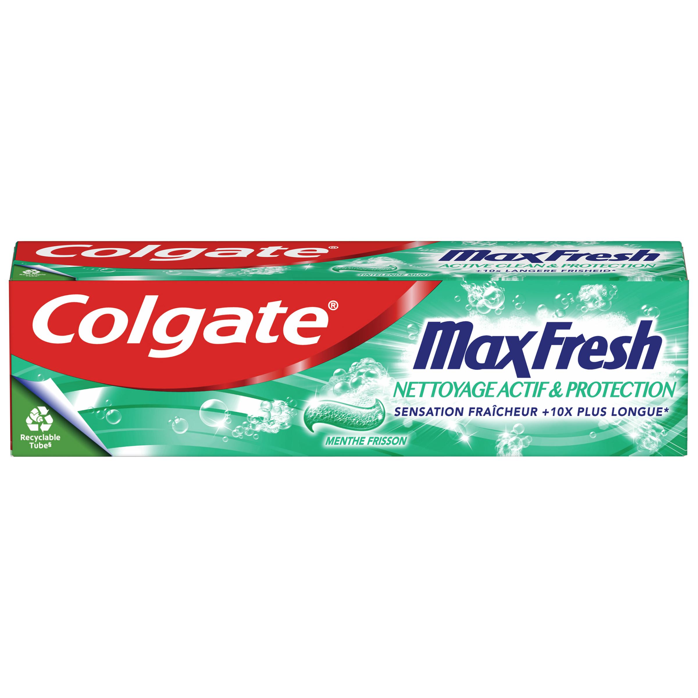 Voir la diapositive 2 : COLGATE Dentifrice max fresh nettoyage actif et protection goût menthe frisson 75ml