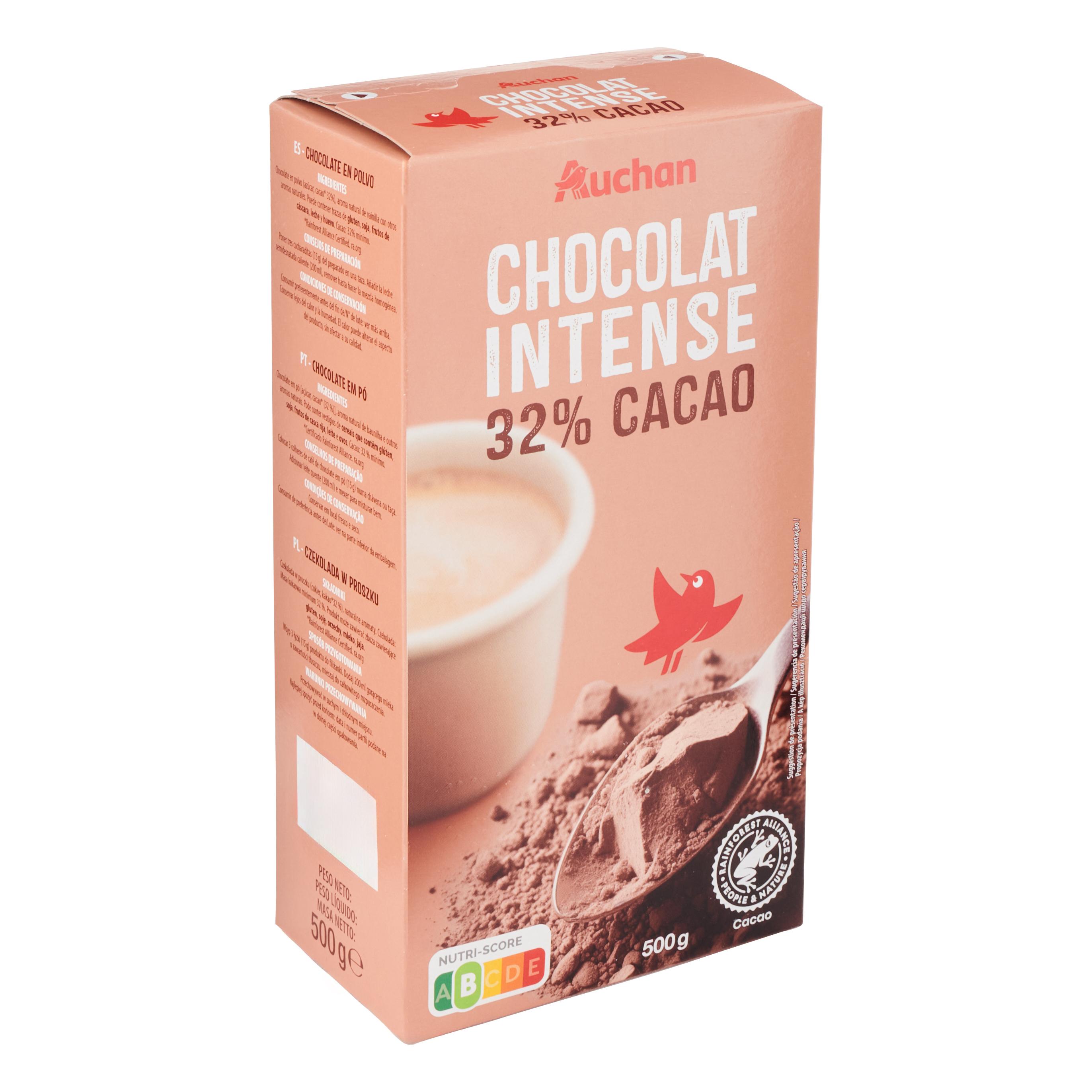 Voir la diapositive 3 : AUCHAN Chocolat intense 32% cacao en poudre 500g