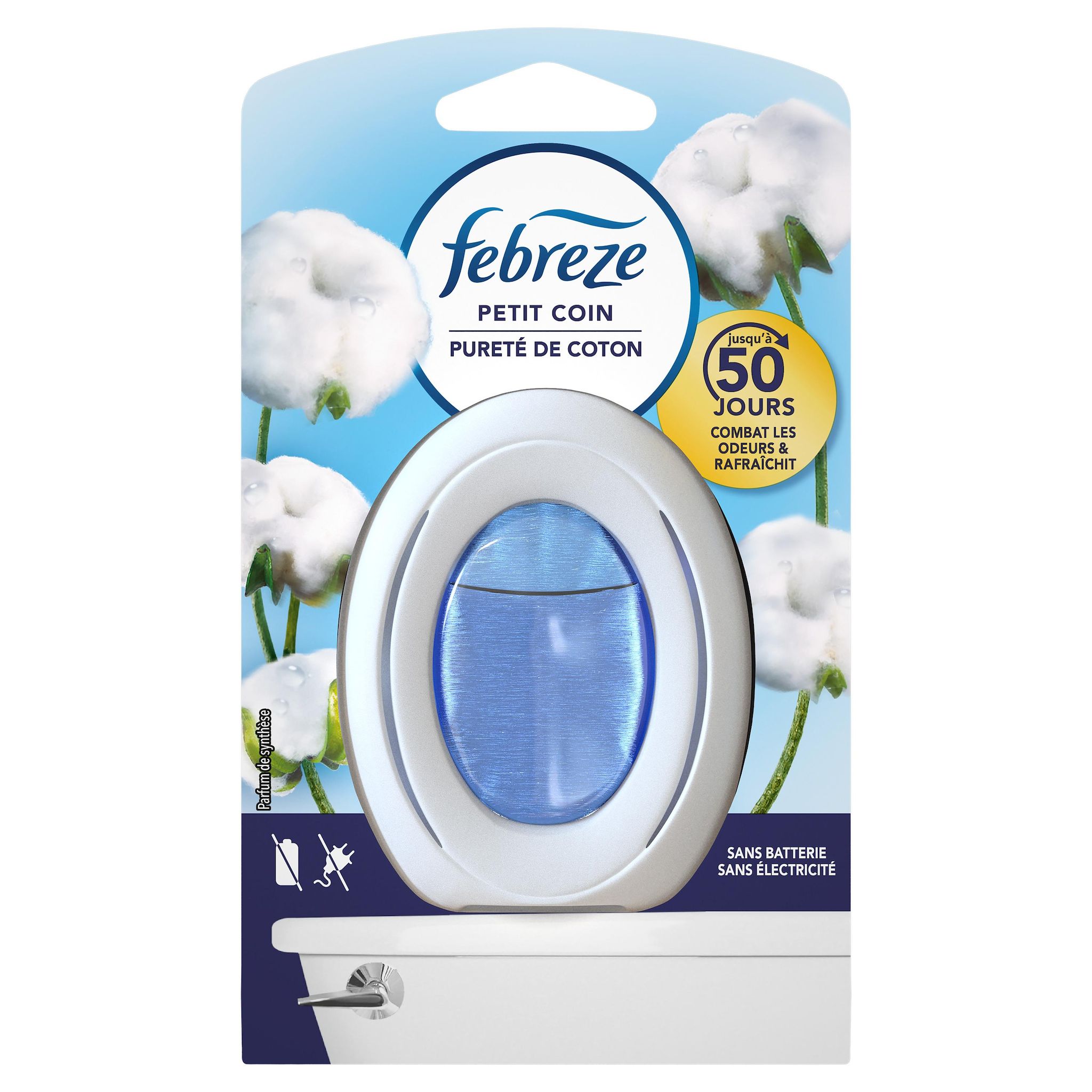 Voir la diapositive 2 : FEBREZE Gel désodorisant pureté de coton 7,5ml 1 pièce