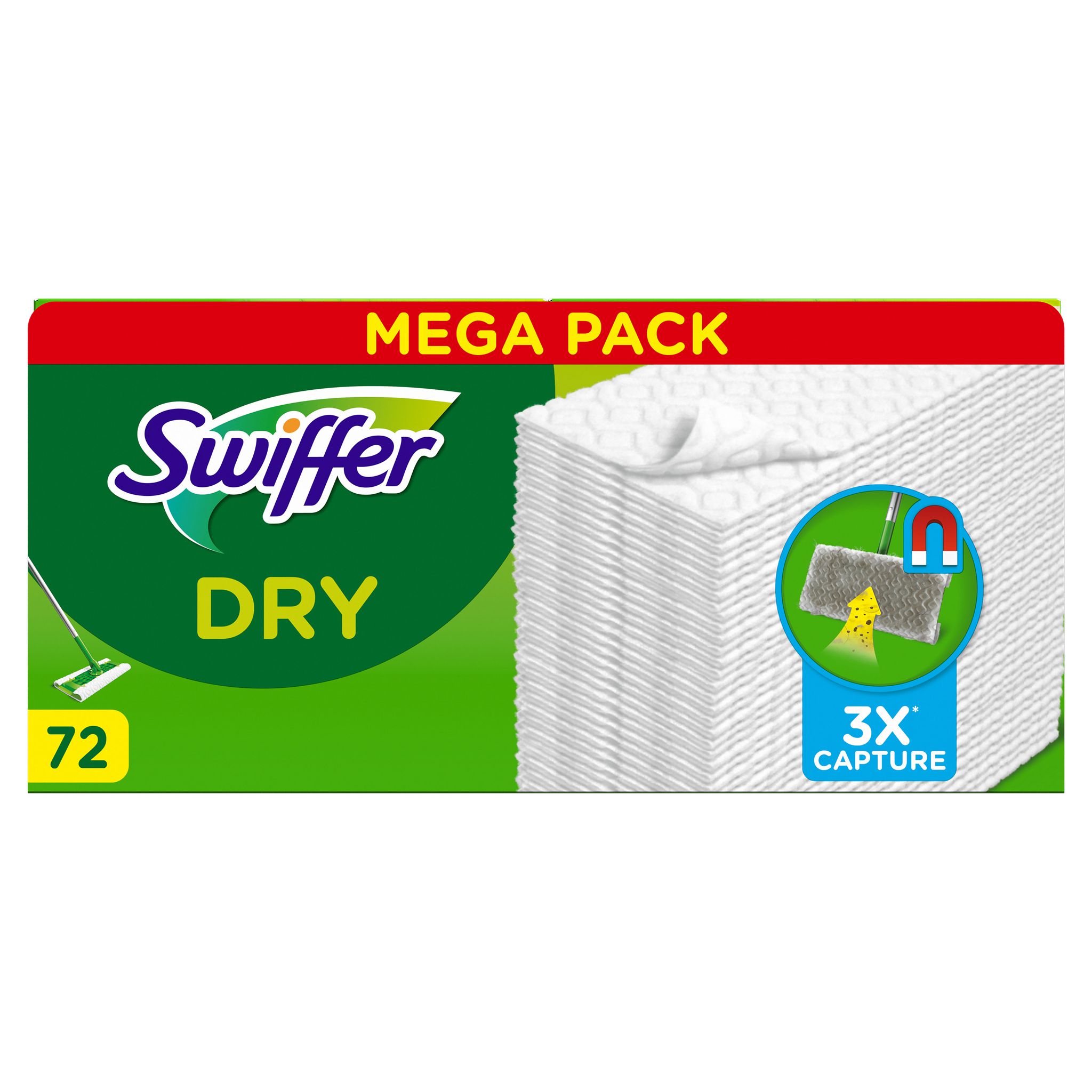 Voir la diapositive 2 : SWIFFER Dry Recharges lingettes pour balai 72 lingettes