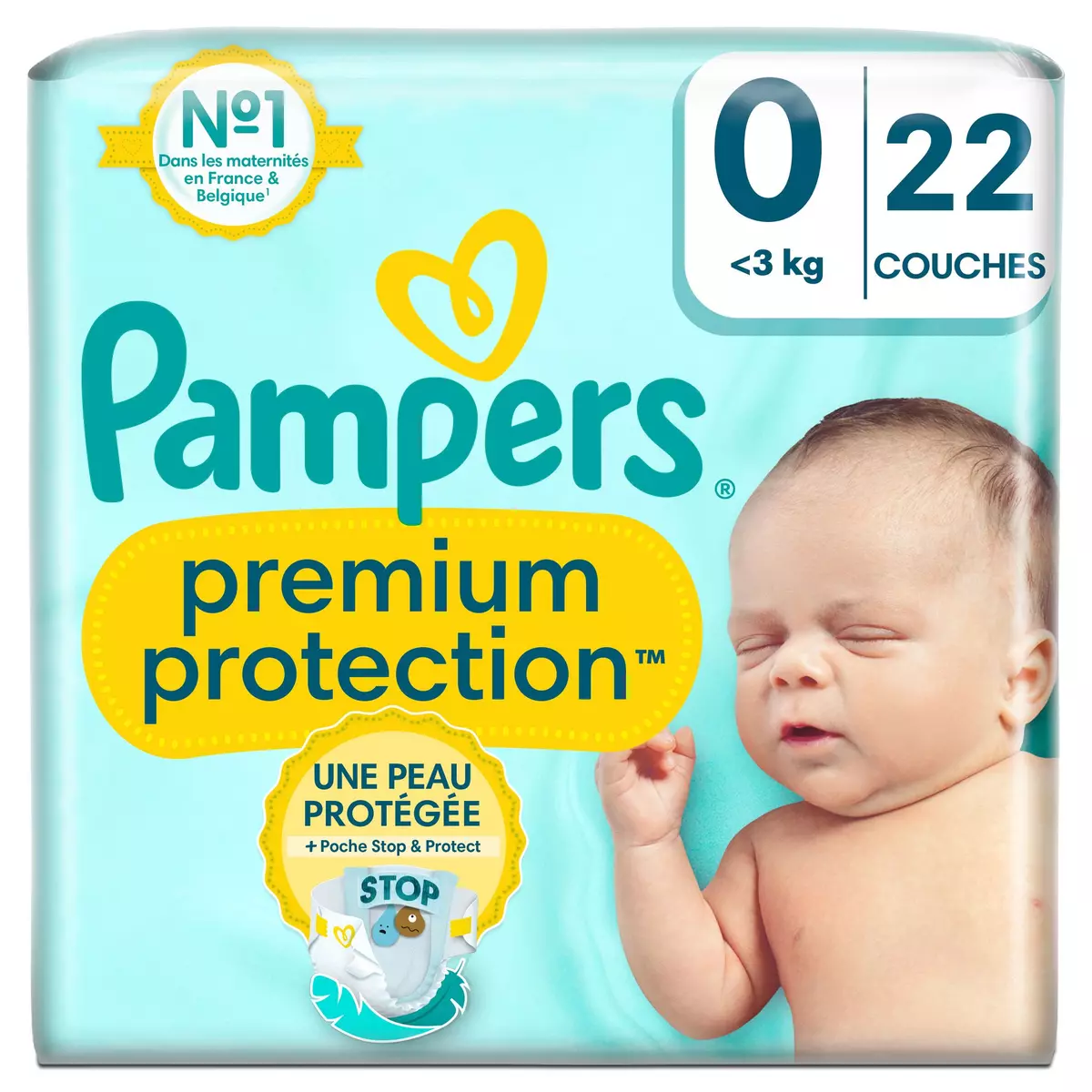 PAMPERS Premium-protection couches taille 0 (-3kg) 22 couches