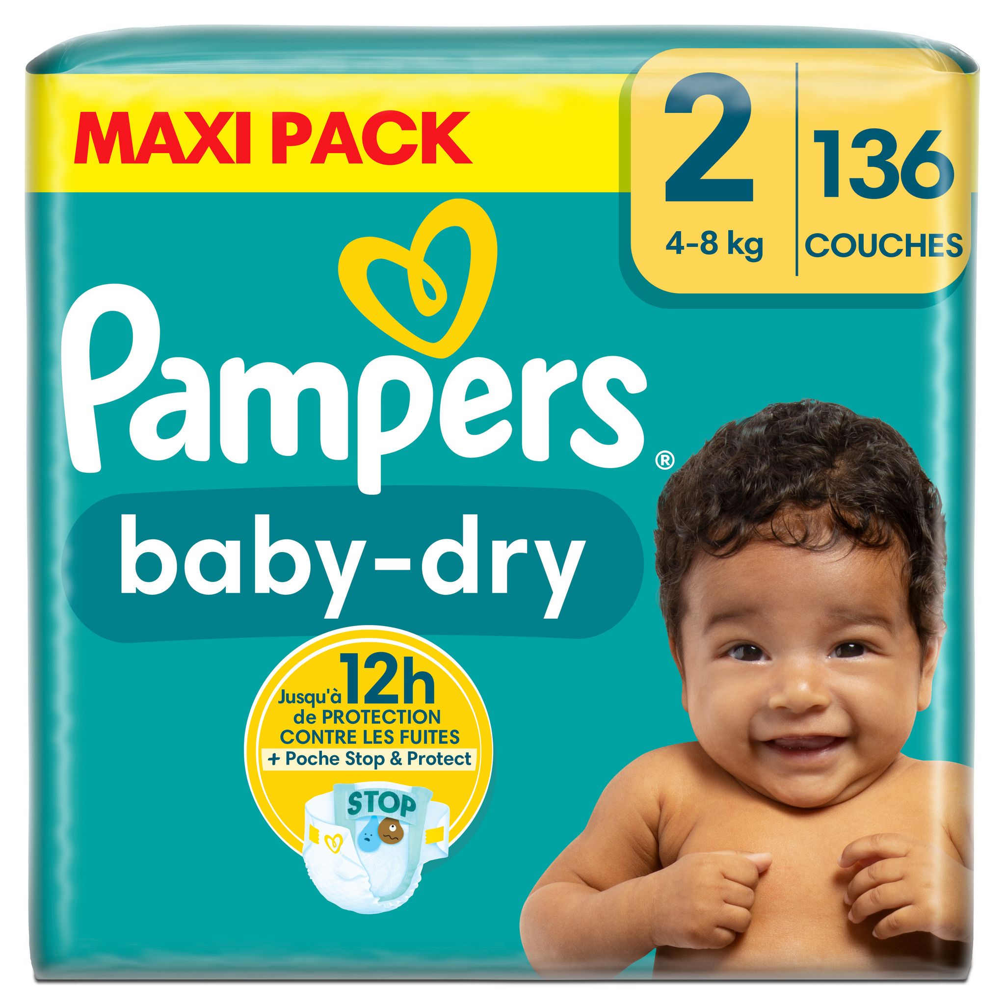 PAMPERS Baby-Dry Couches taille 2 (4-8kg) 136 couches