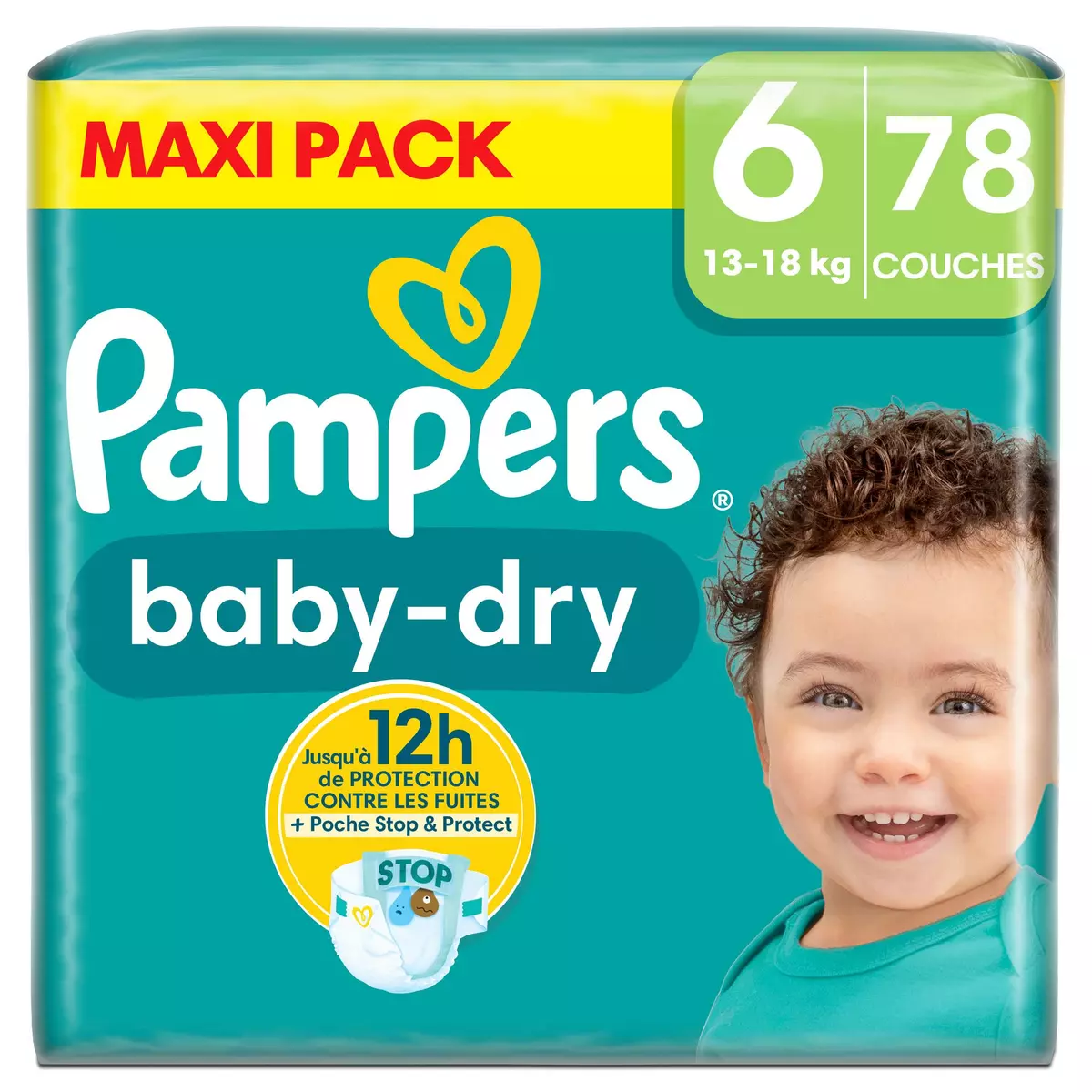 PAMPERS Baby-dry couches taille 6 (13-18kg) 78 couches